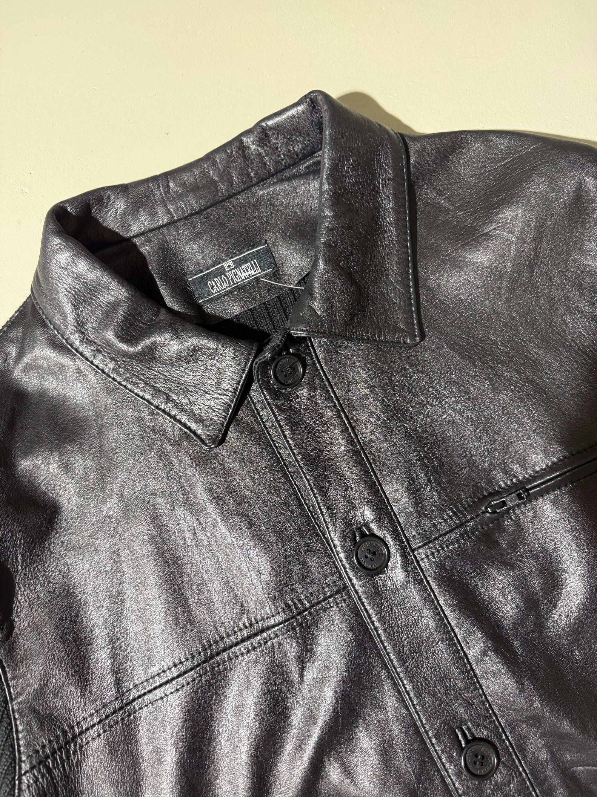 Vintage Black Half Leather Half Knit Jacket M/L