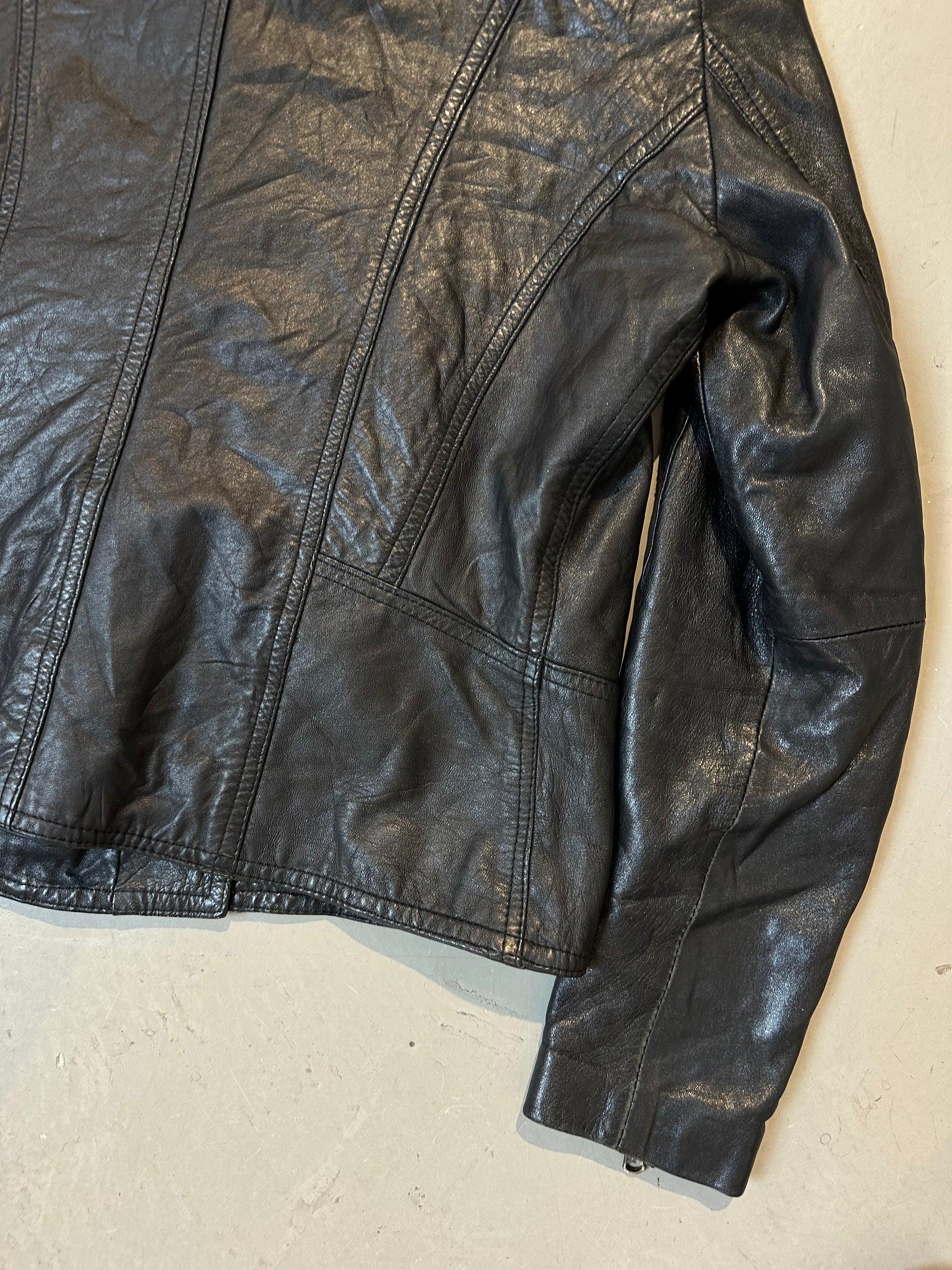 Vintage Black Studded Leather Jacket S/M