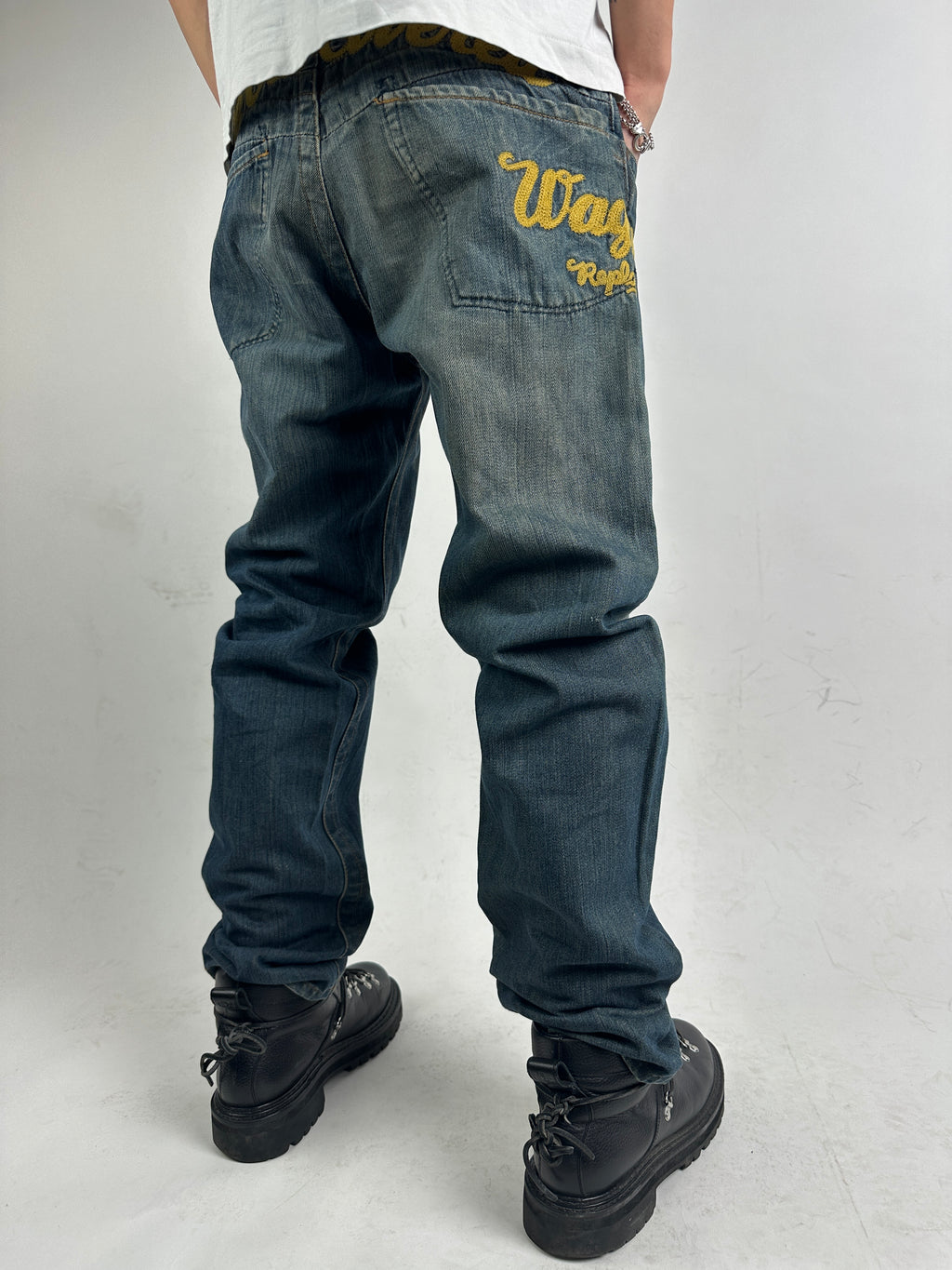 Vintage Replay Yellow Stitched Baggy Denim S/M