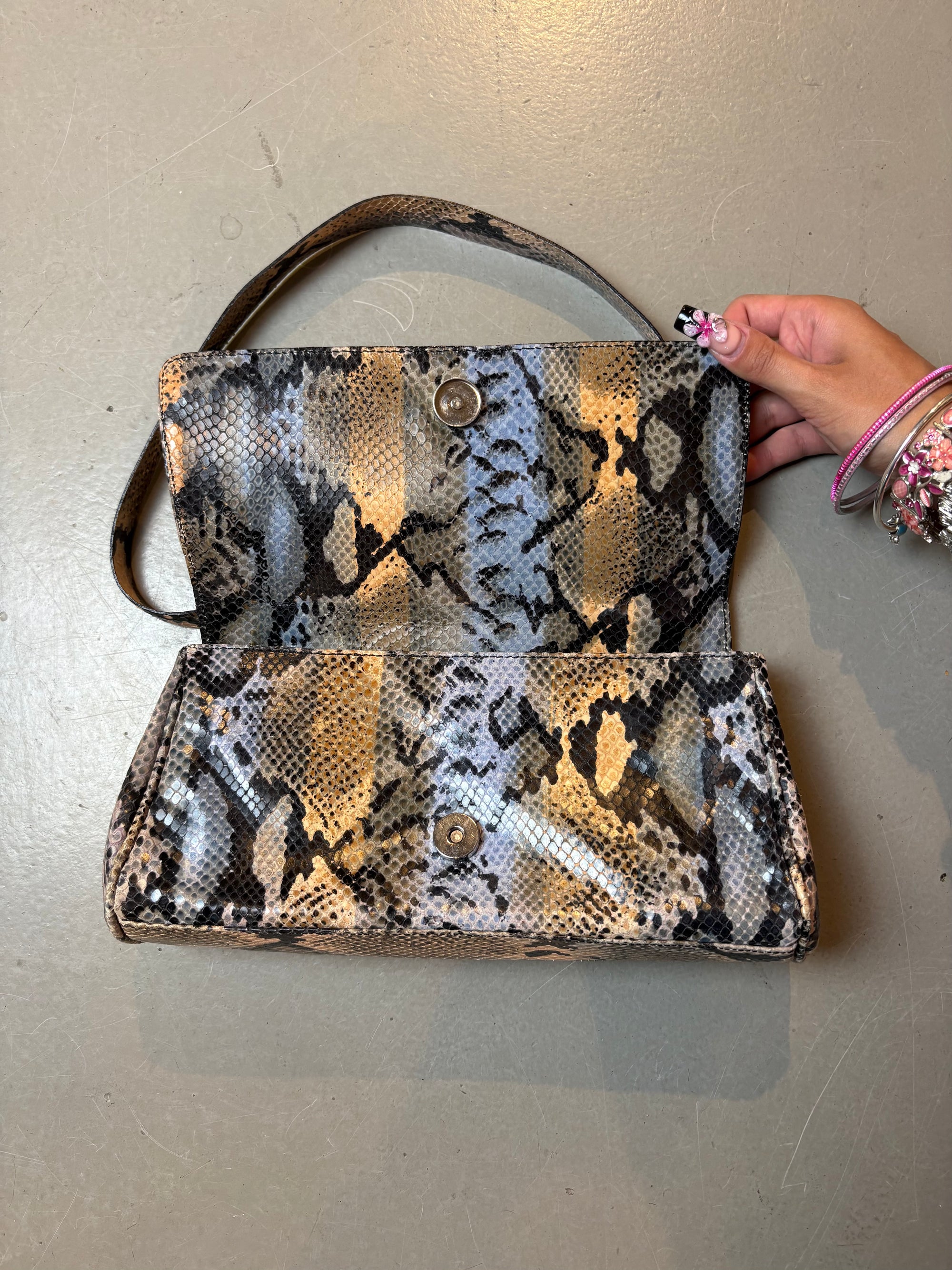 Vintage Coccinelle Snake Optic Baguette Bag