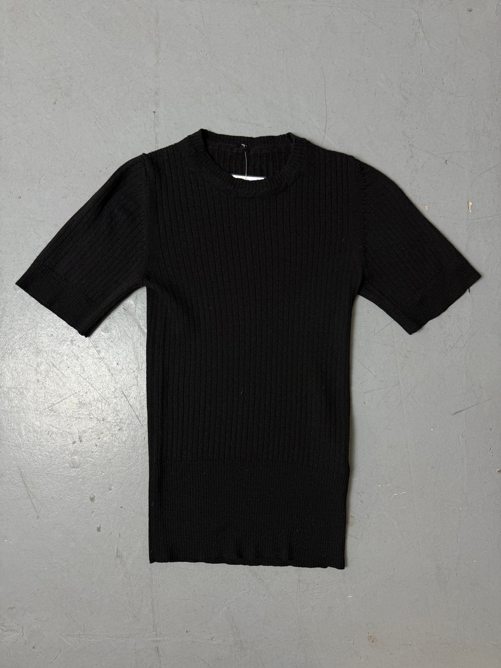 Vintage Merino Wool Slim Fit Black Tee S
