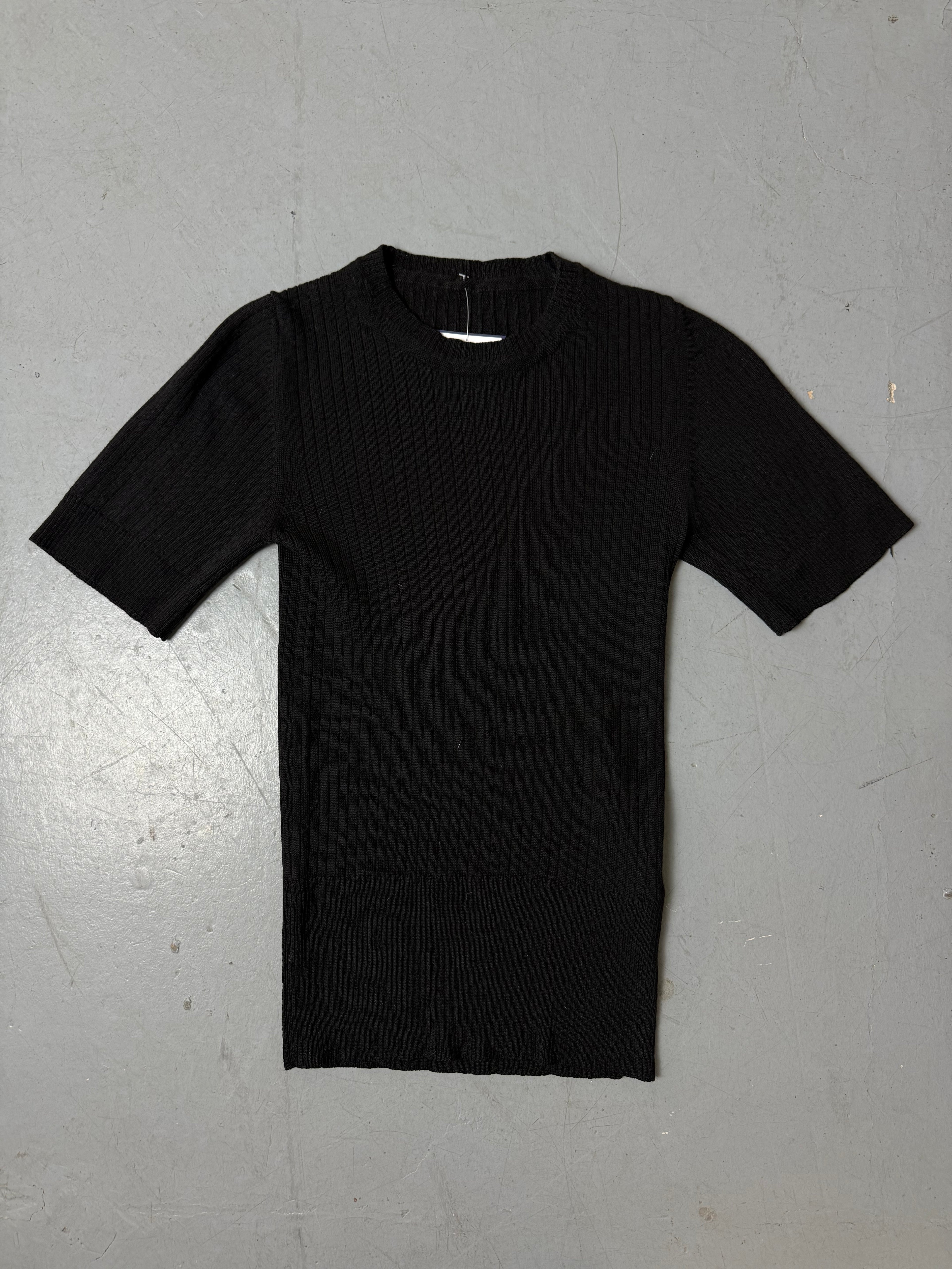 Vintage Merino Wool Slim Fit Black Tee S