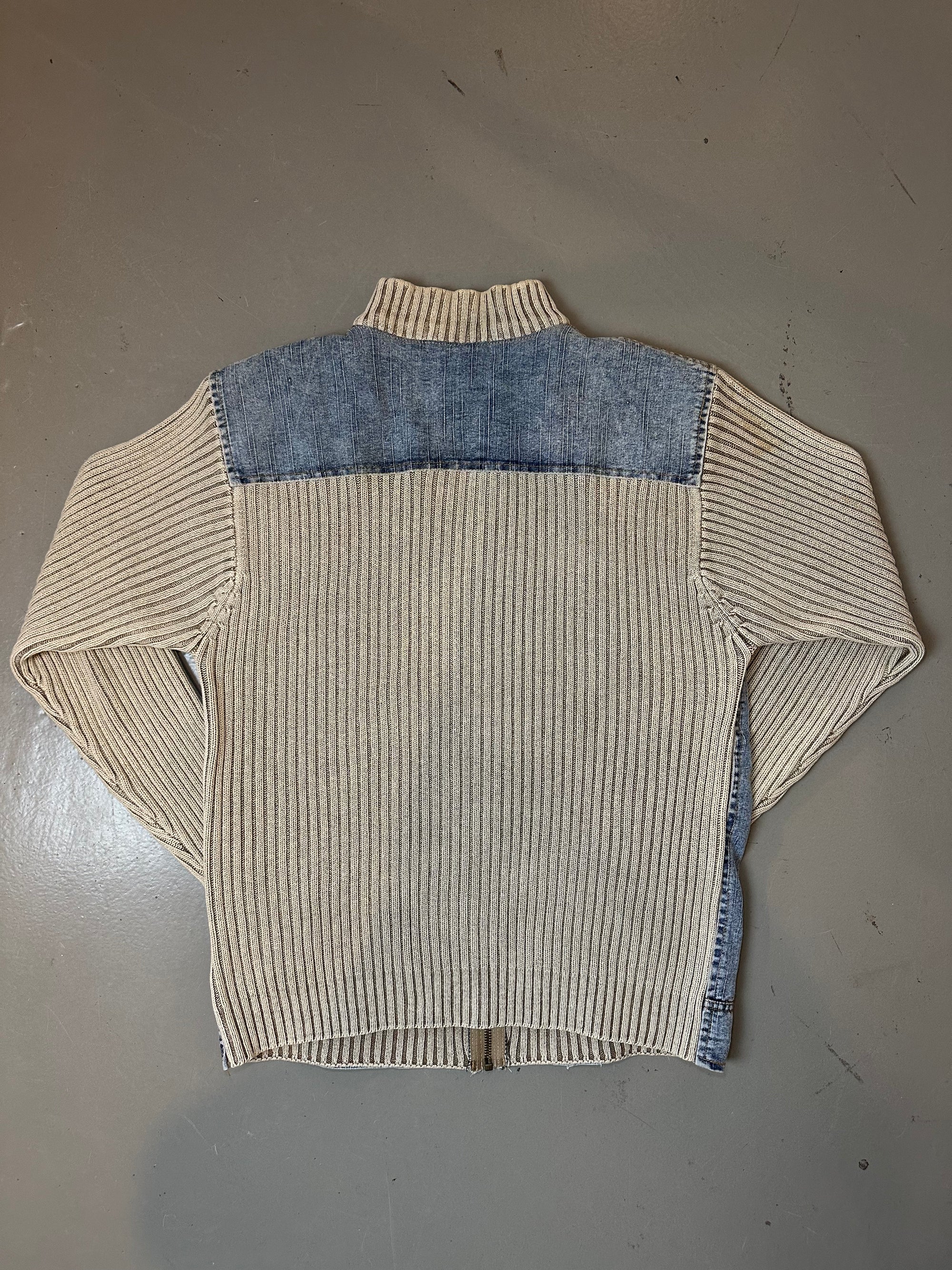 Vintage Knit/Denim Zipper M/L