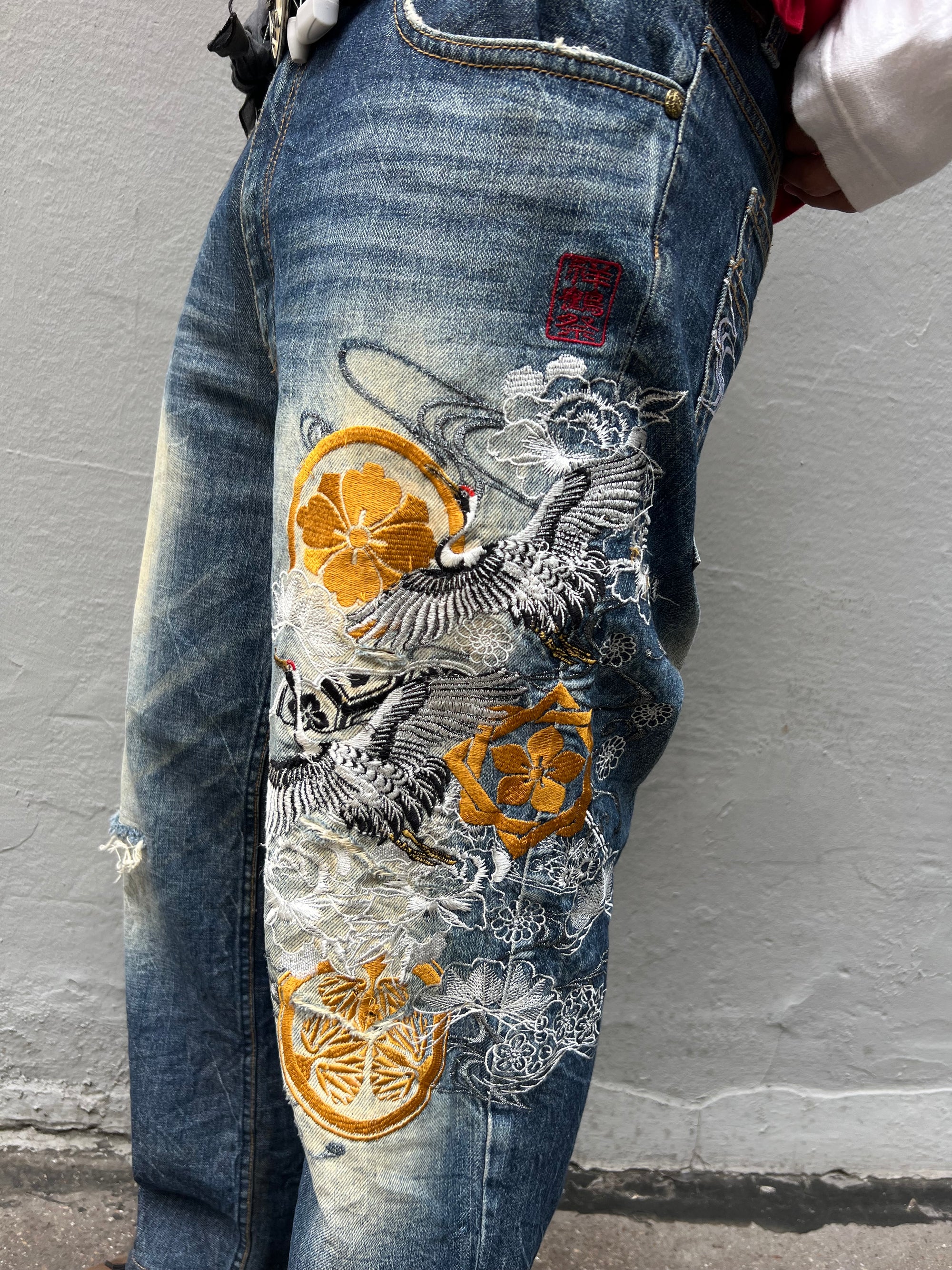 Vintage Japanese Crazy Printed Denim L/XL