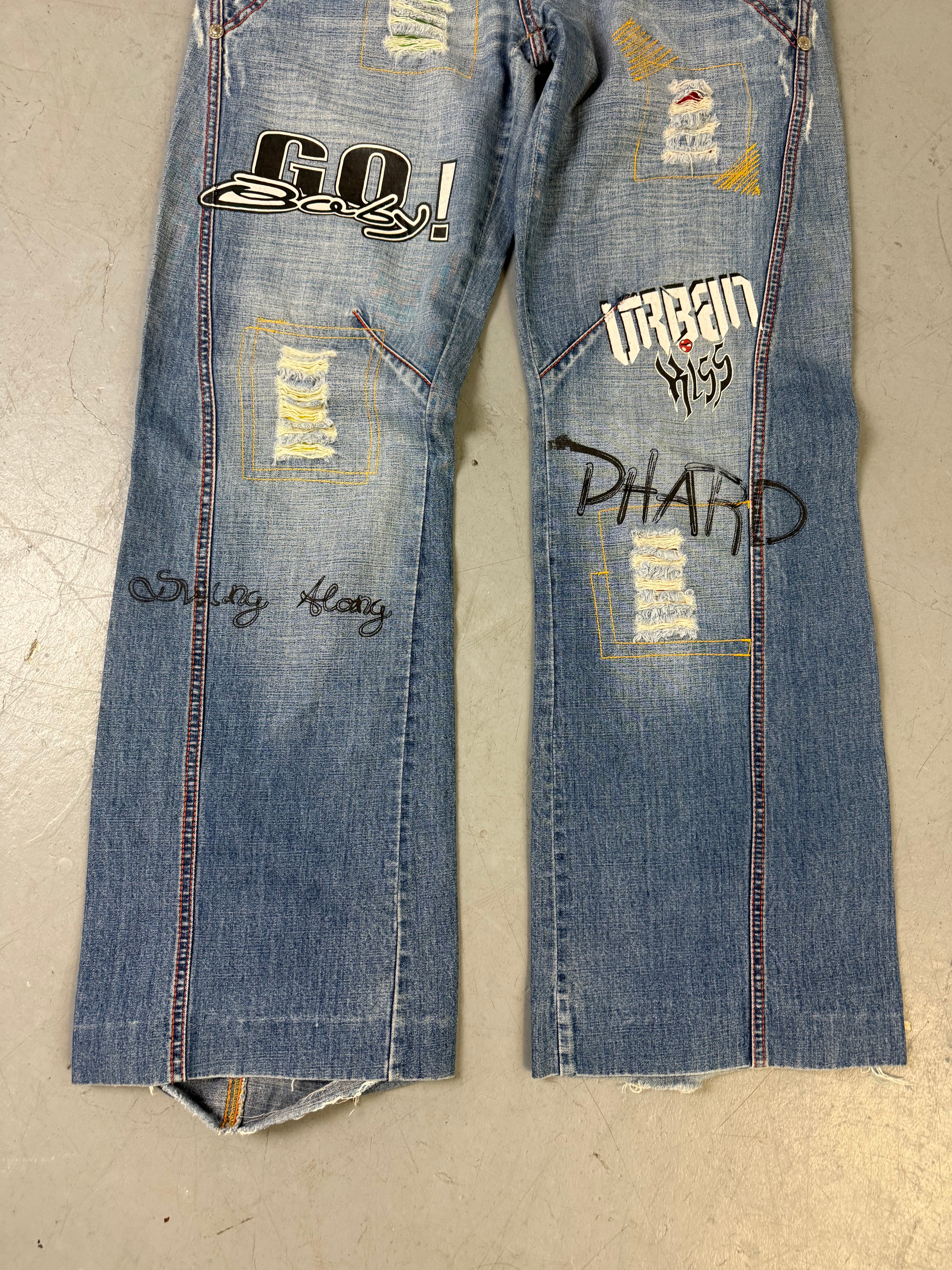 Y2K Phard low waist printed denim 