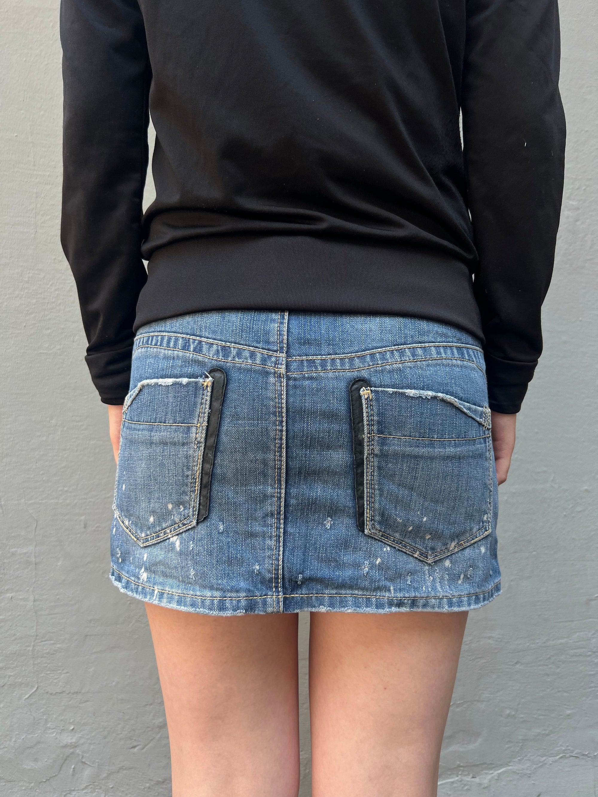Vintage Bloom Denim Mini Skirt S