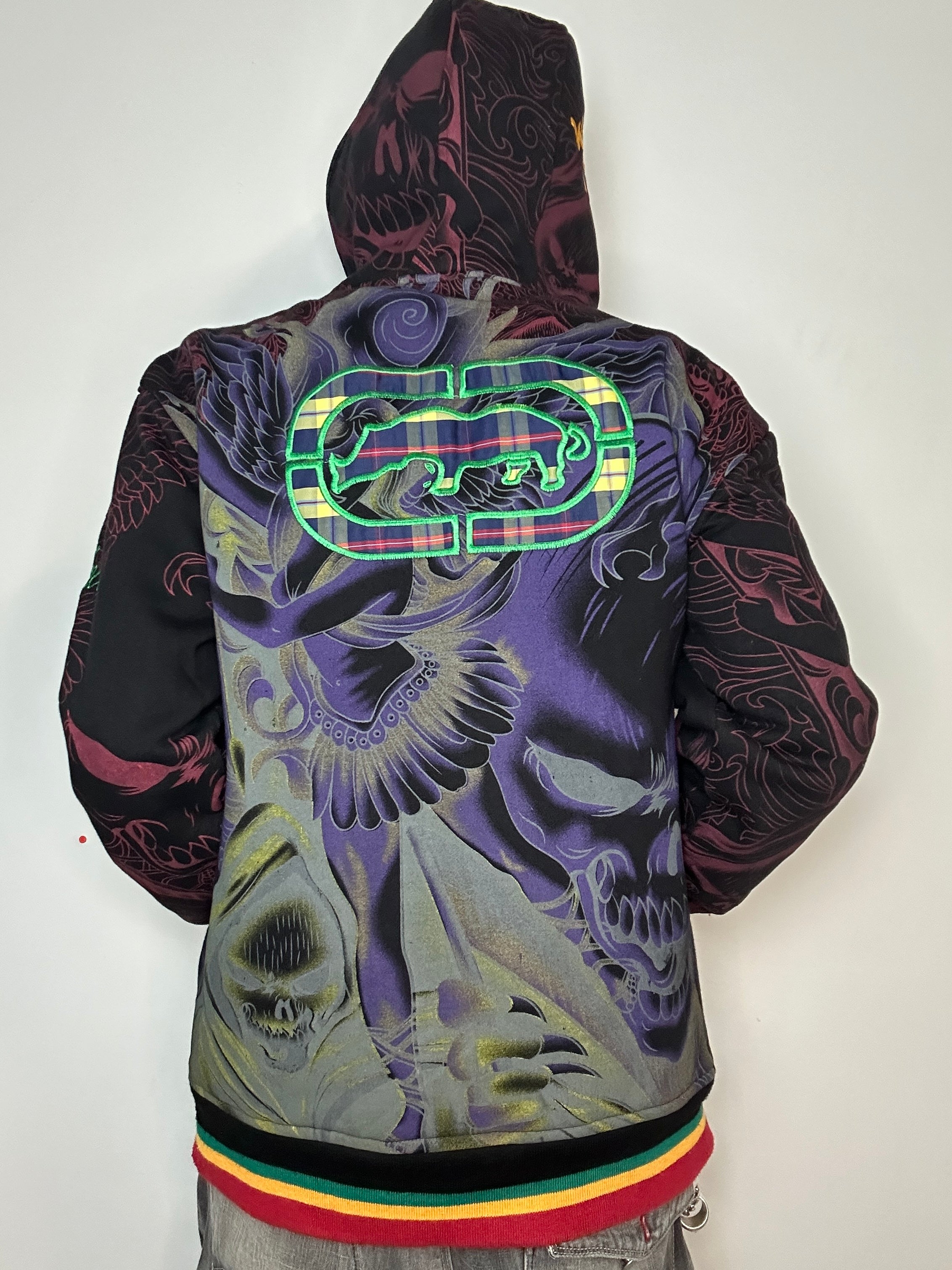 Vintage Ecko Unltd. Grafischer Zip Up Hoodie für Herren. Y2K Second Hand 2000s Fashion 