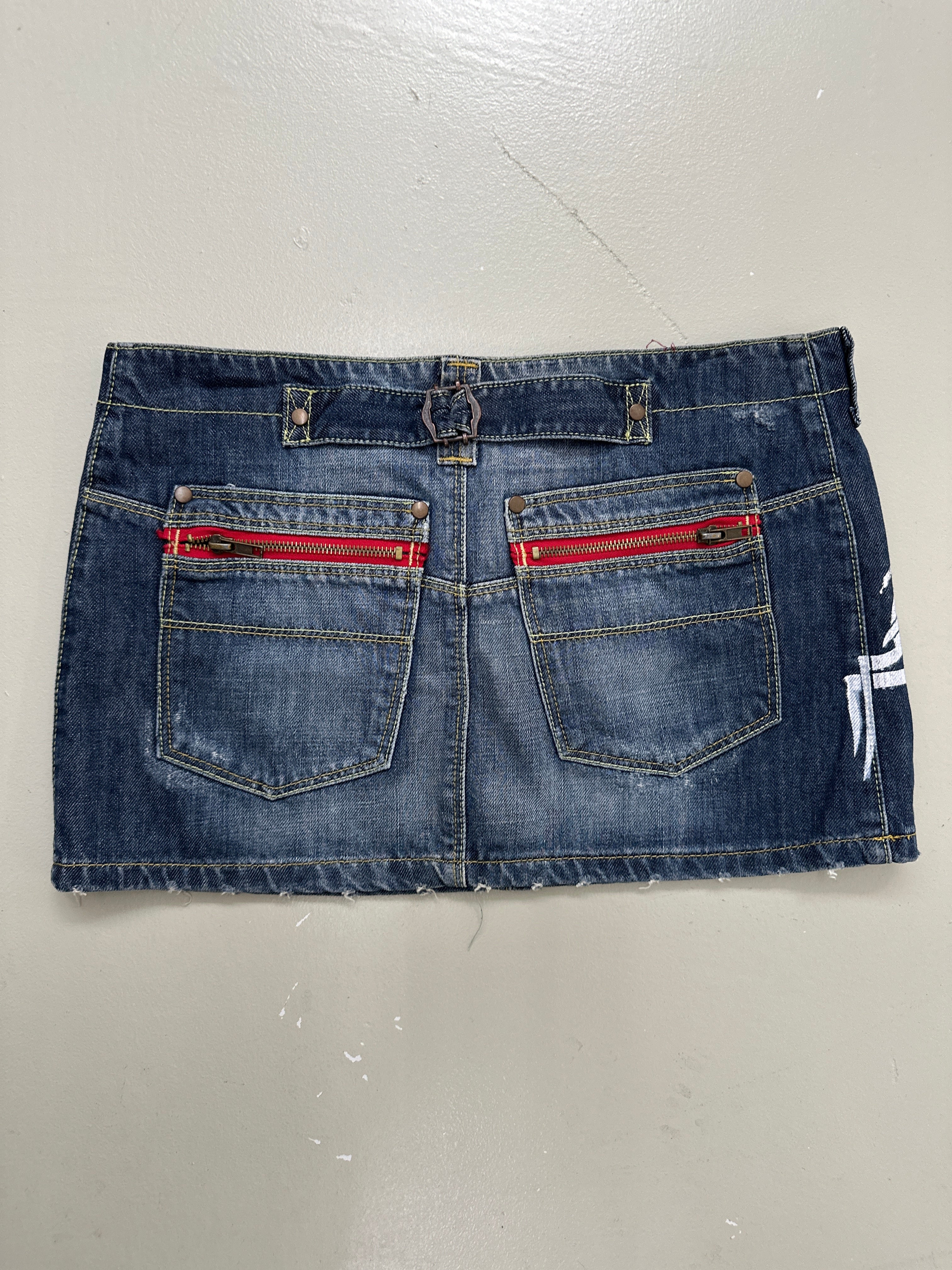 Vintage Tribal Print Denim Mini Skirt S/M