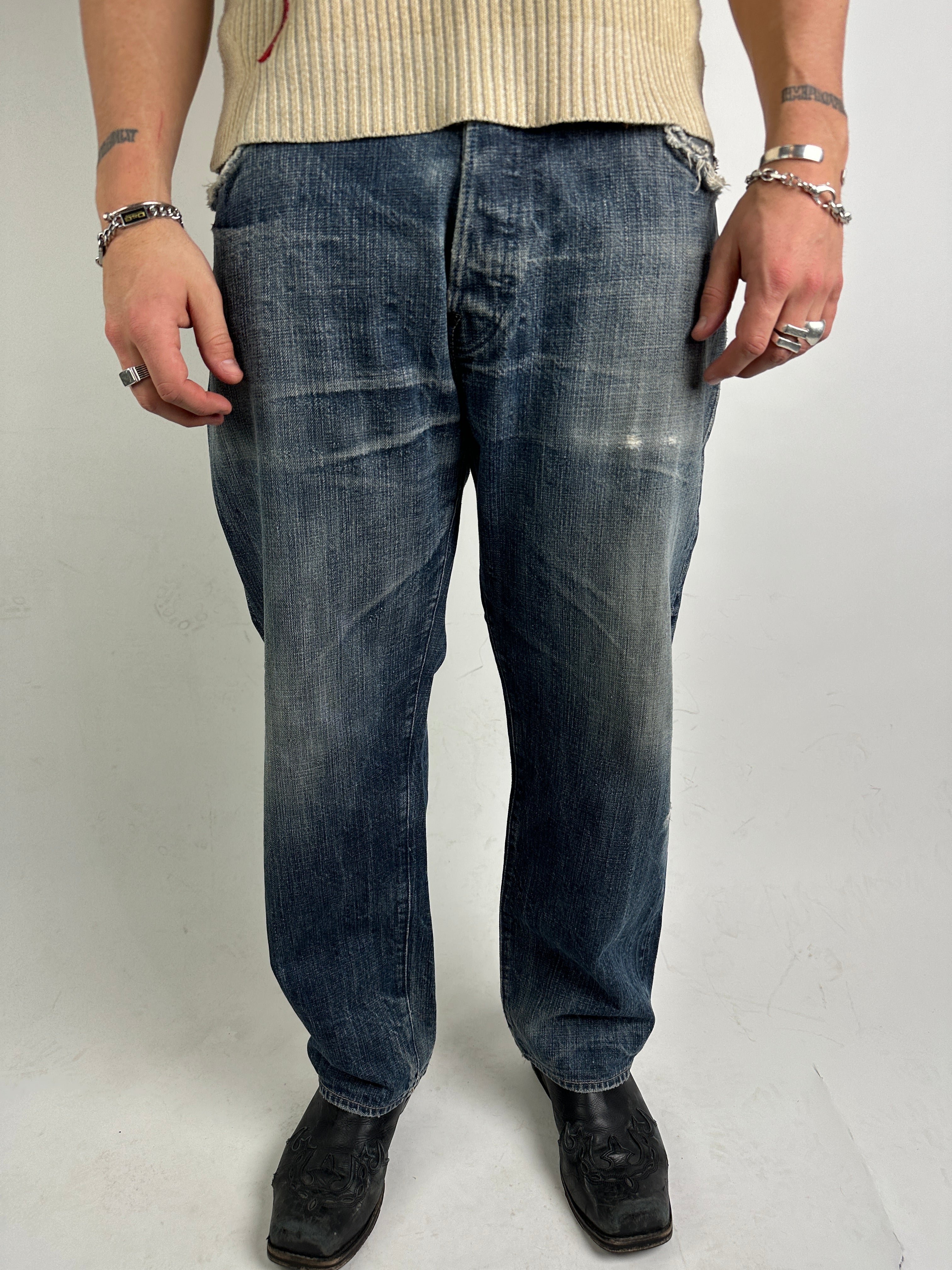 Vintage Washed and Printed Denim L/XL