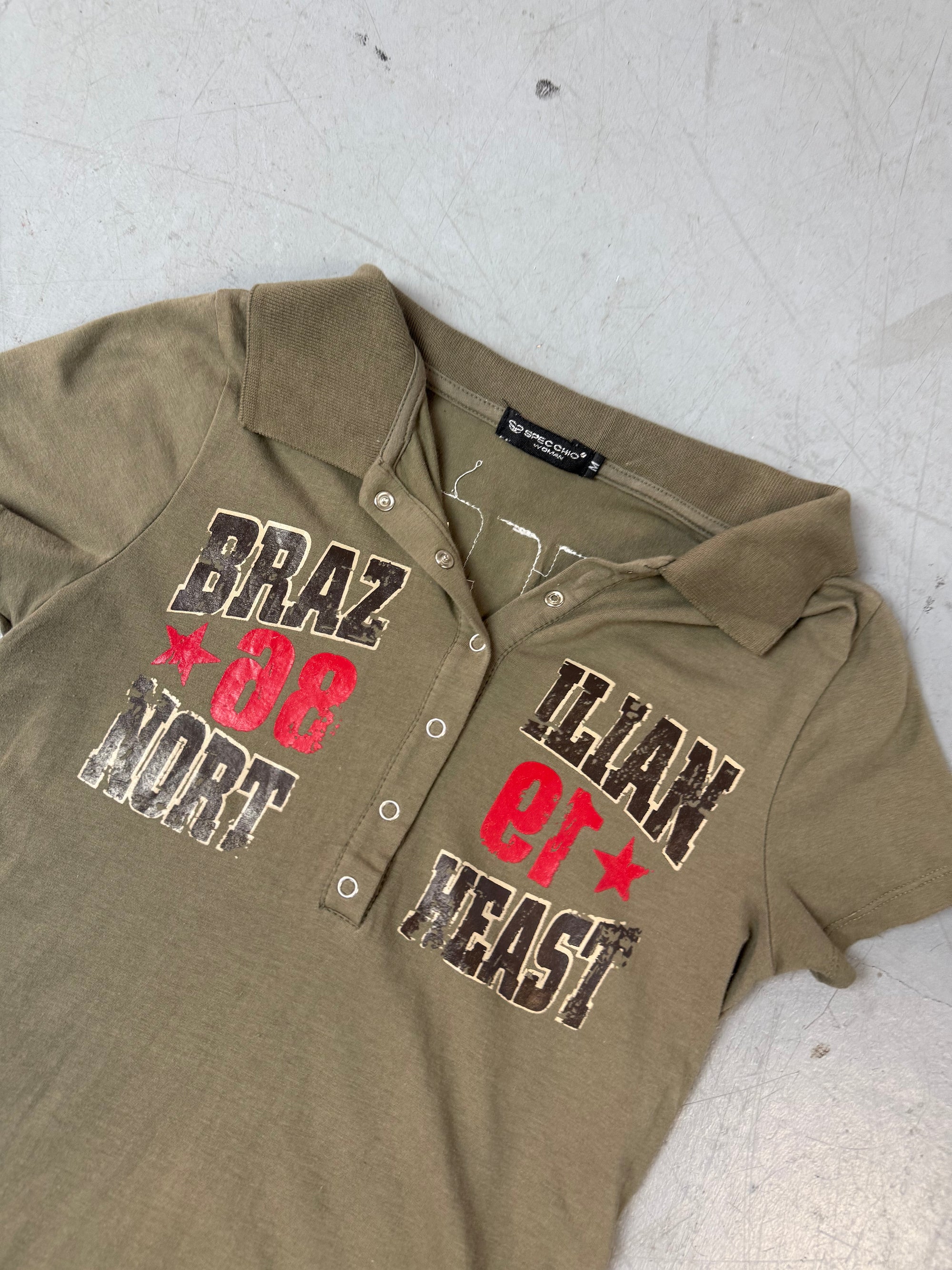 Vintage Khaki Button Up Y2K Polo S/M