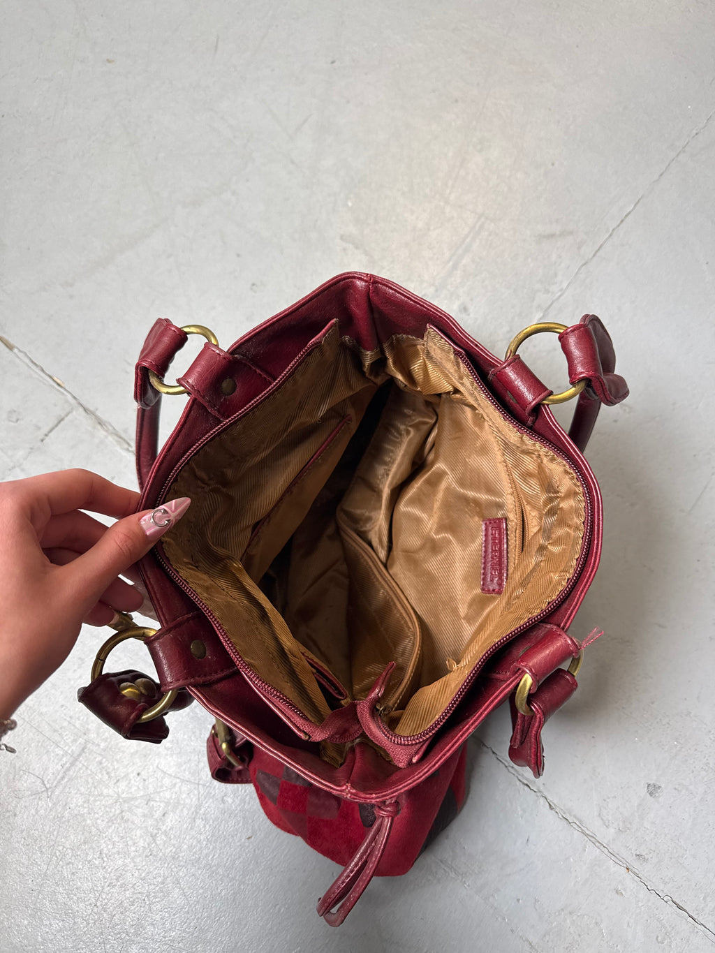 Vintage Vintage Eternal Red Harleqin Print Bag for women. Y2K Second Hand 2000s Fashion 