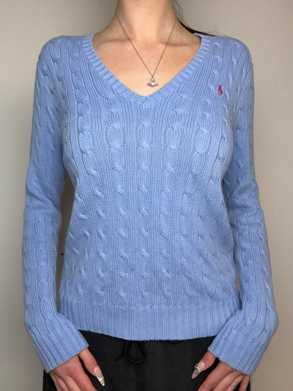 Babyblau Strickpullover knit sweater Ralph Lauren y2k vintage 