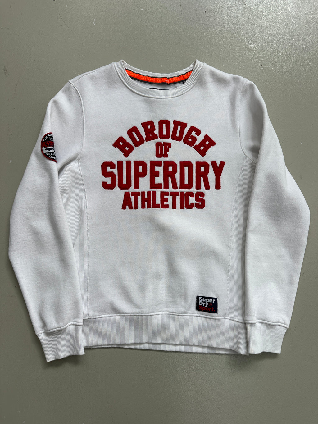 Vintage Superdry White and Red Sweater M