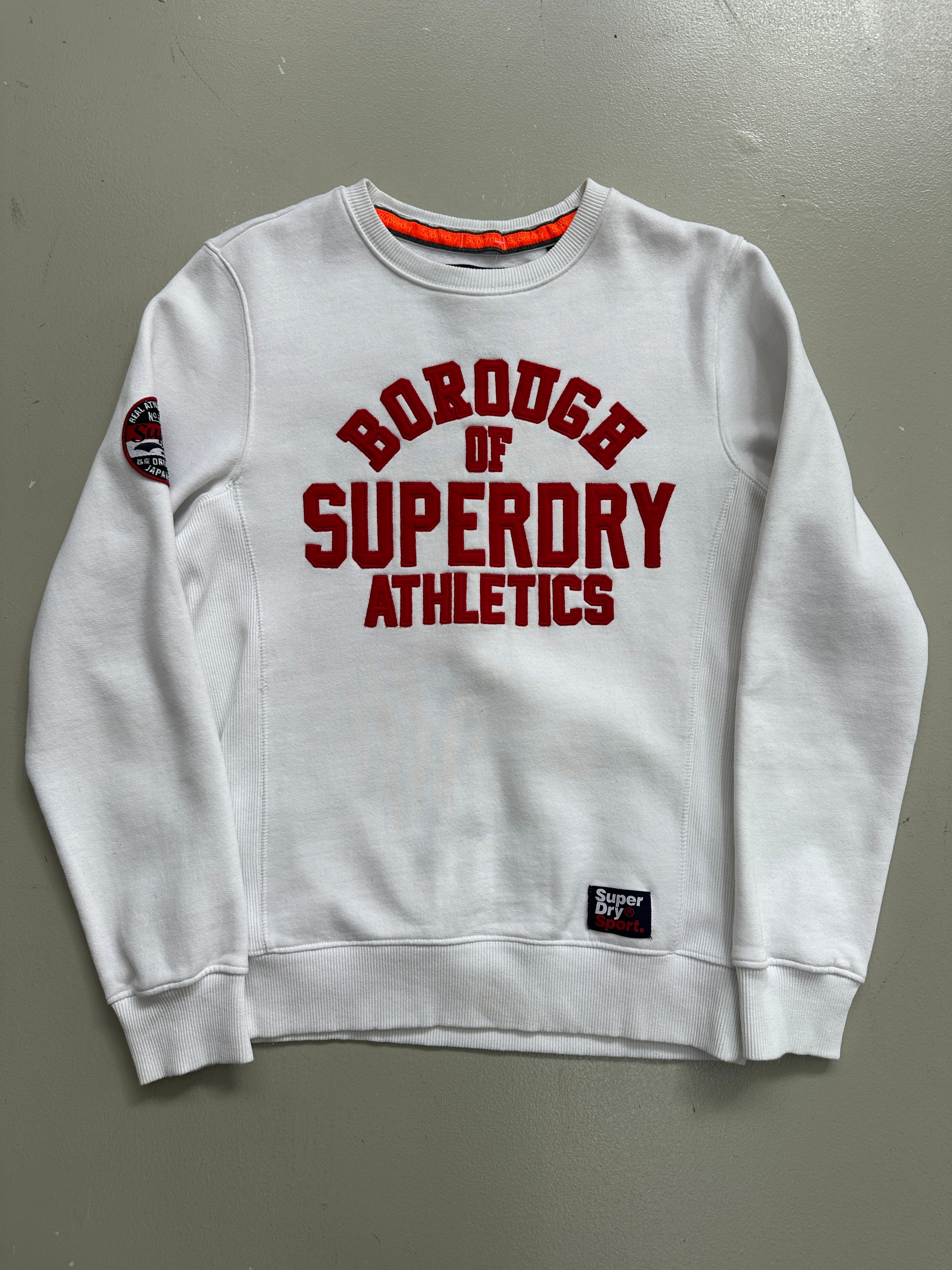 Vintage Superdry White and Red Sweater M
