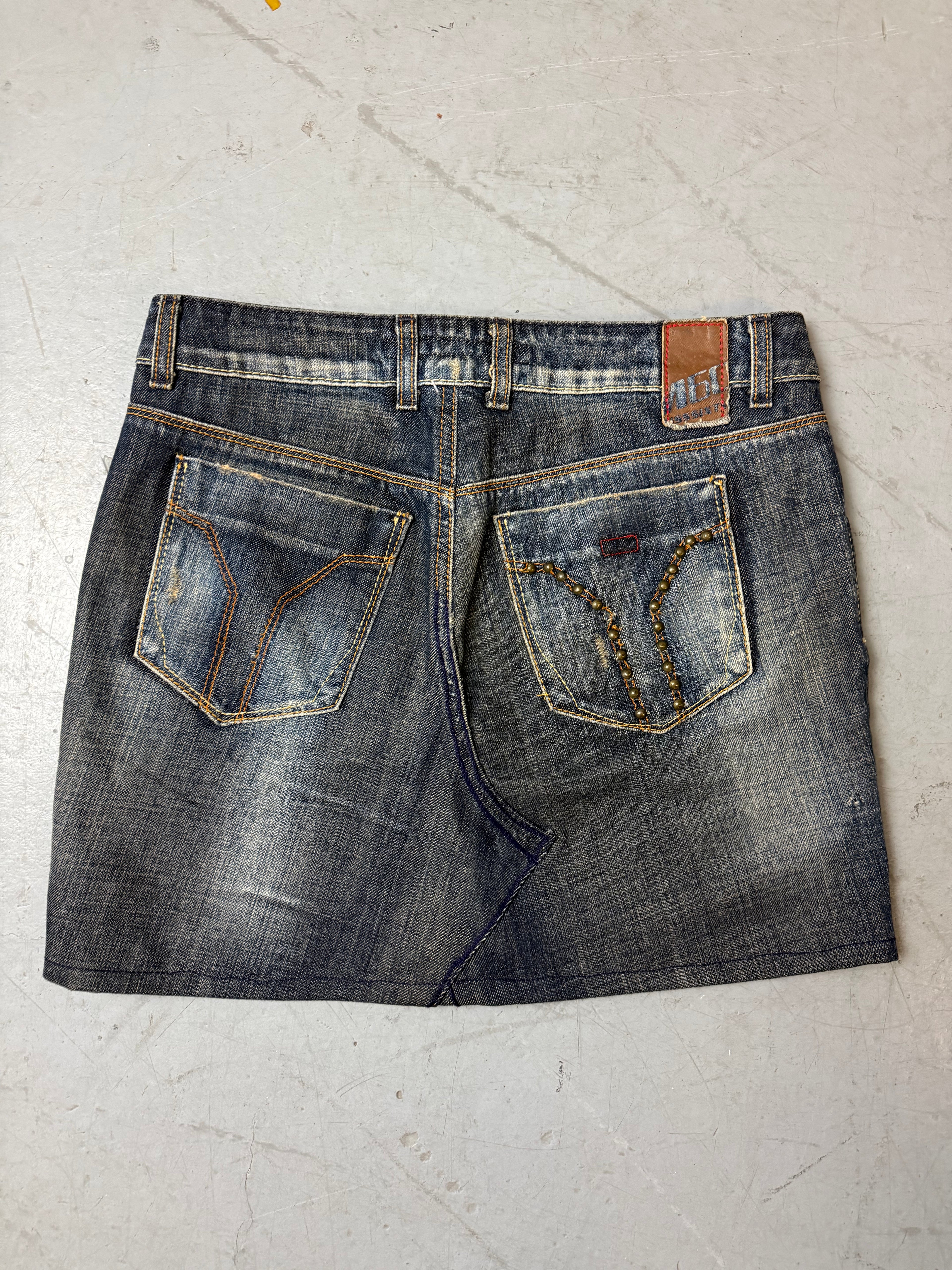 Vintage Miss Sixty Denim Mini Skirt with Studs M