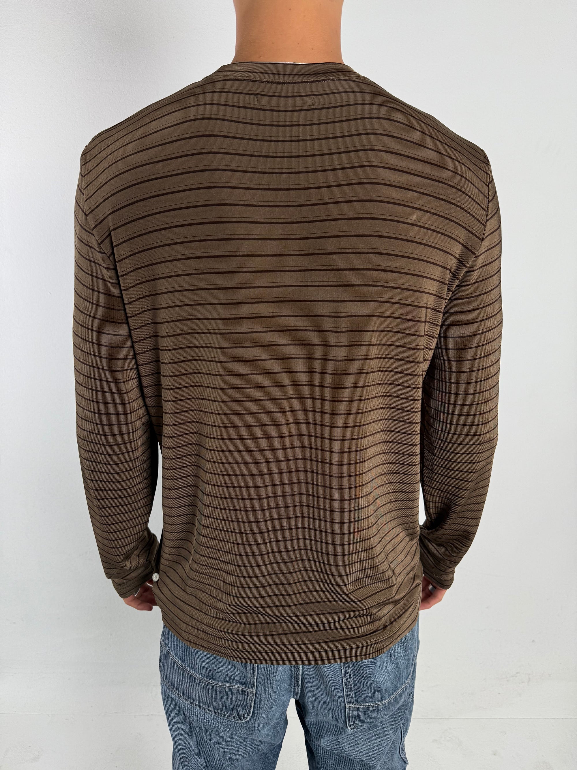 Vintage Emporio Armani Brown Striped Longsleeve L