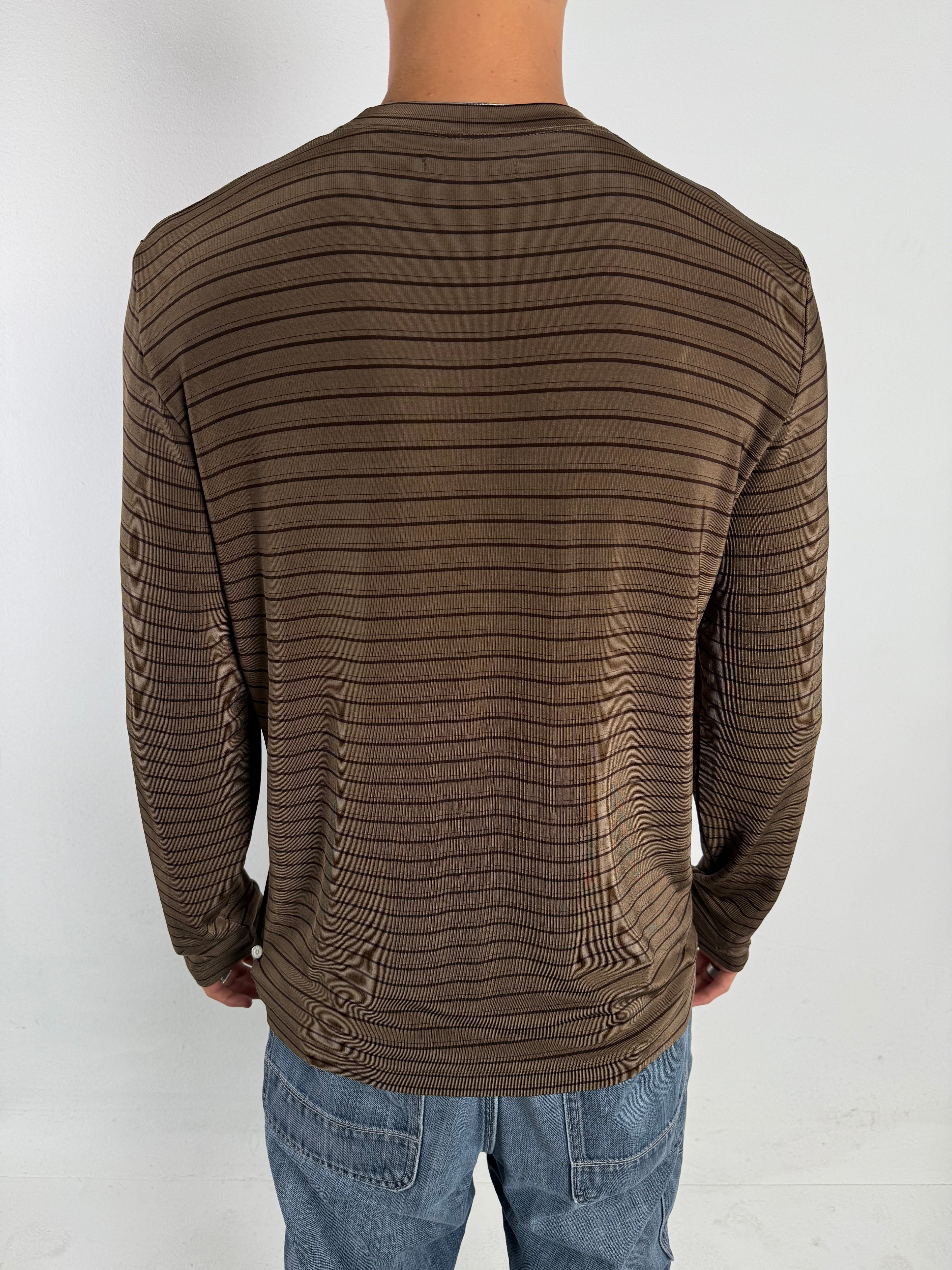 Vintage Emporio Armani Brown Striped Longsleeve L