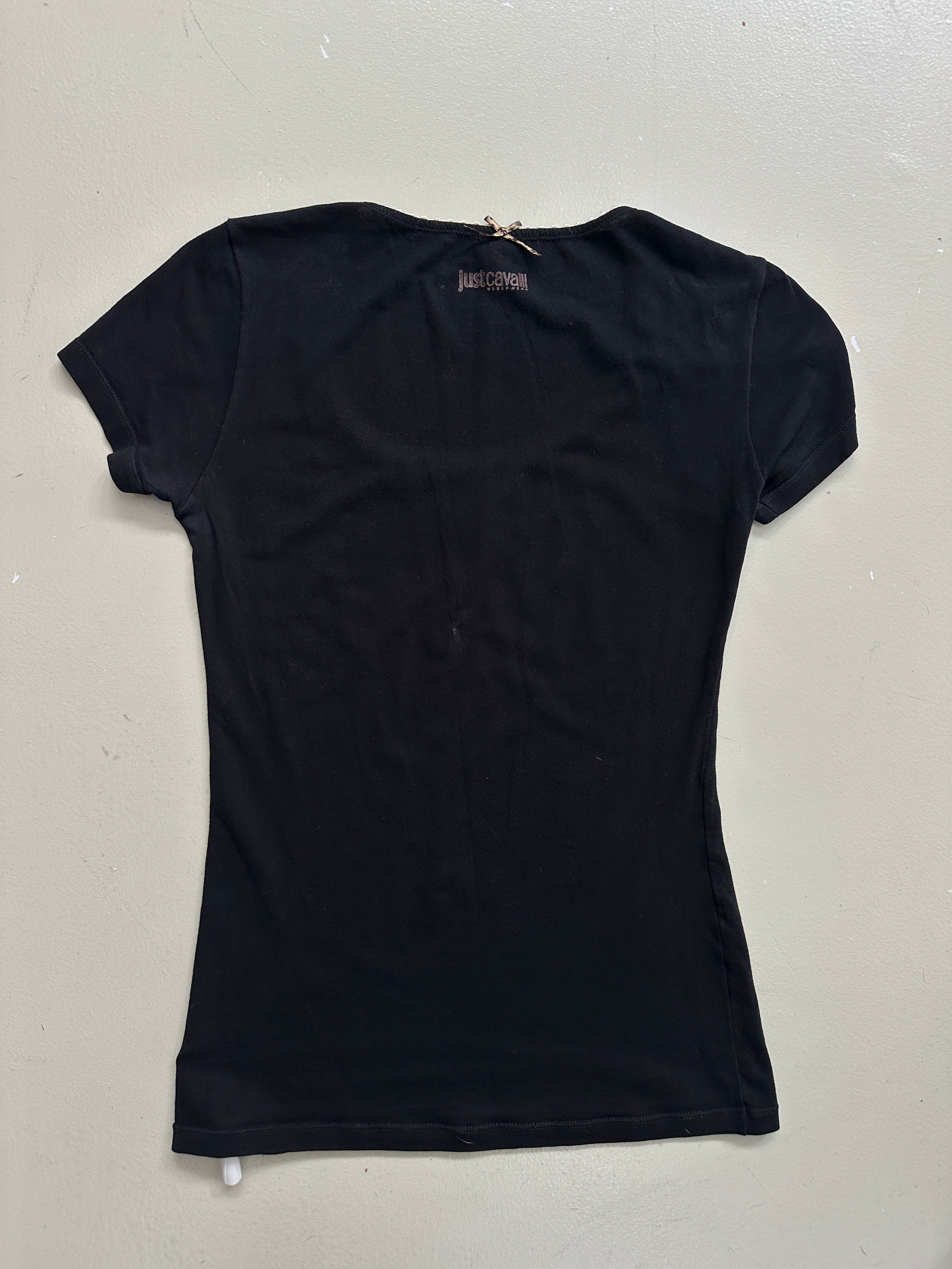 Vintage Just Cavalli Black Top with Gold Logo S