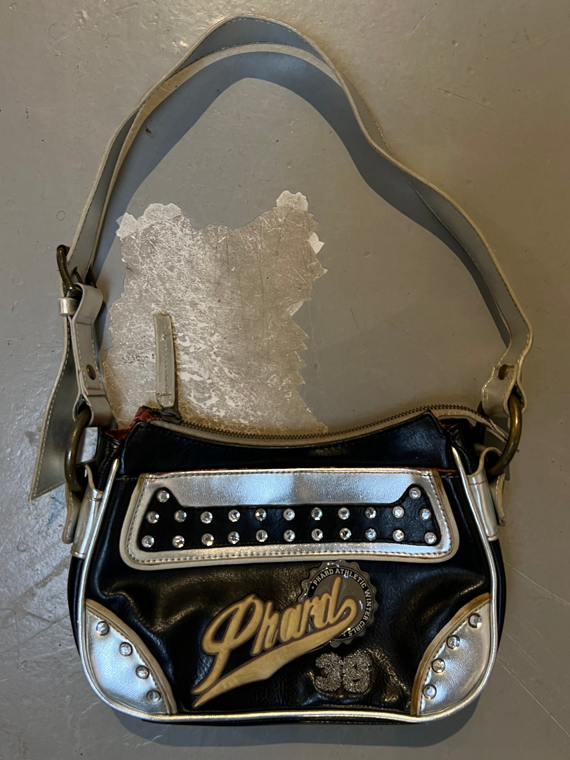 Vintage Black and Silver Phard Mini Bag With Rhinestones
