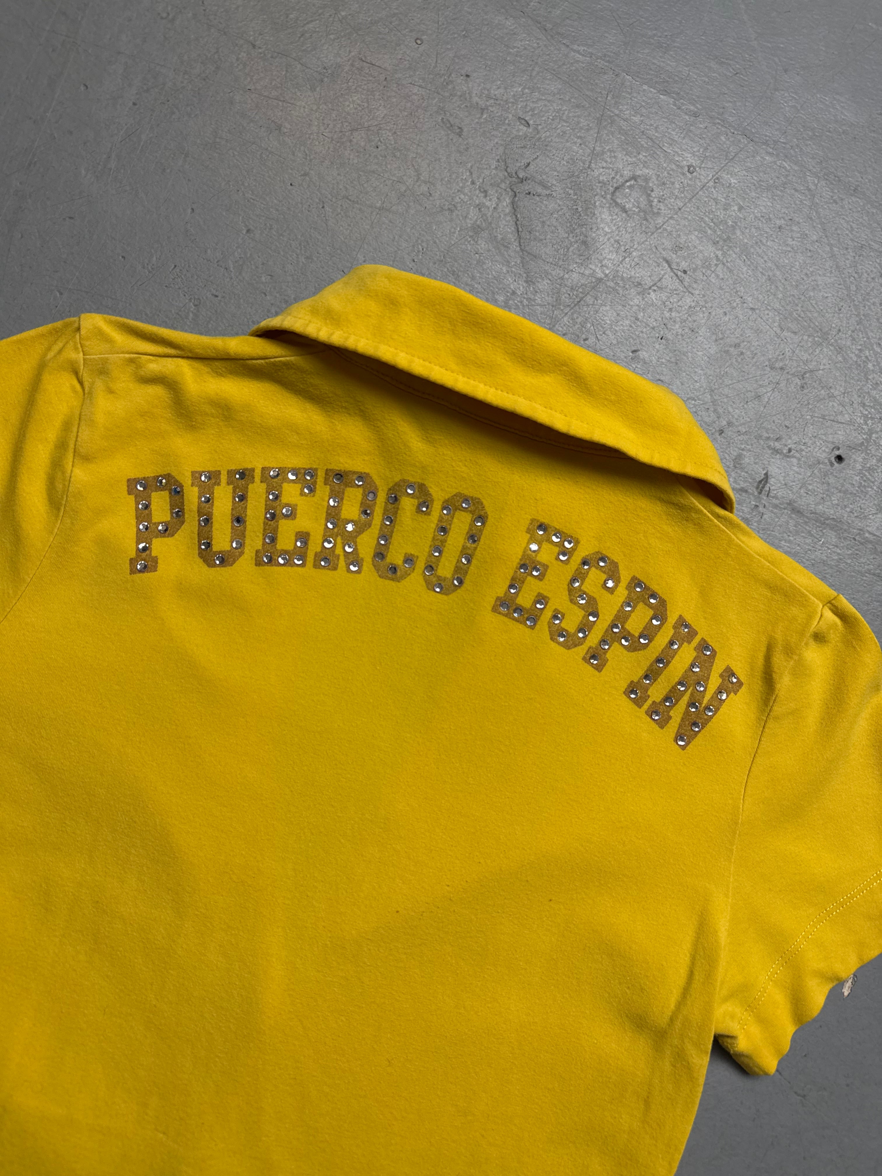 Vintage Yellow Button Up Tee S