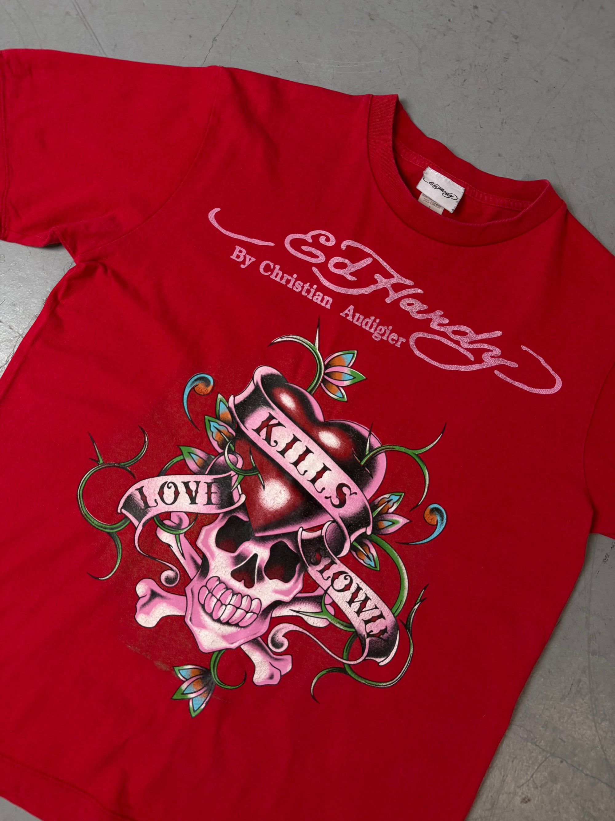 Vintage Ed Hardy Red Love Kills Slowly T-Shirt L