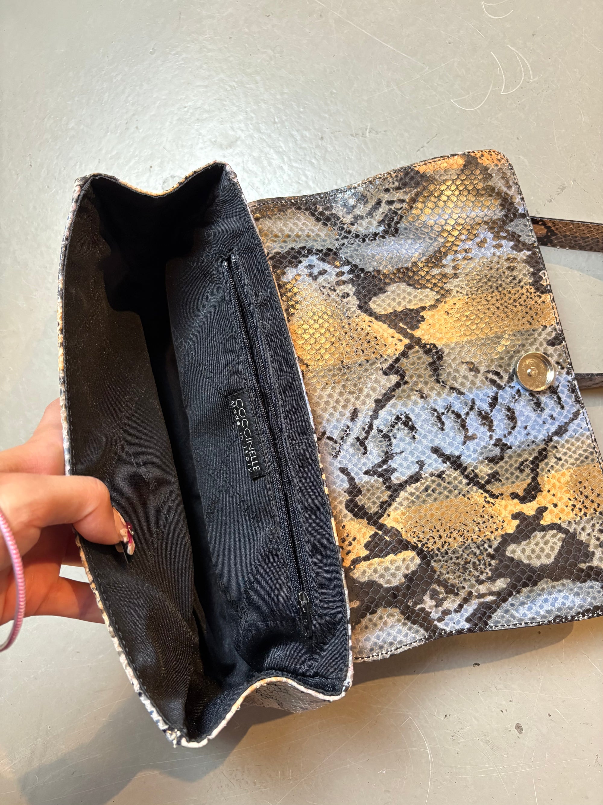 Vintage Coccinelle Snake Optic Baguette Bag