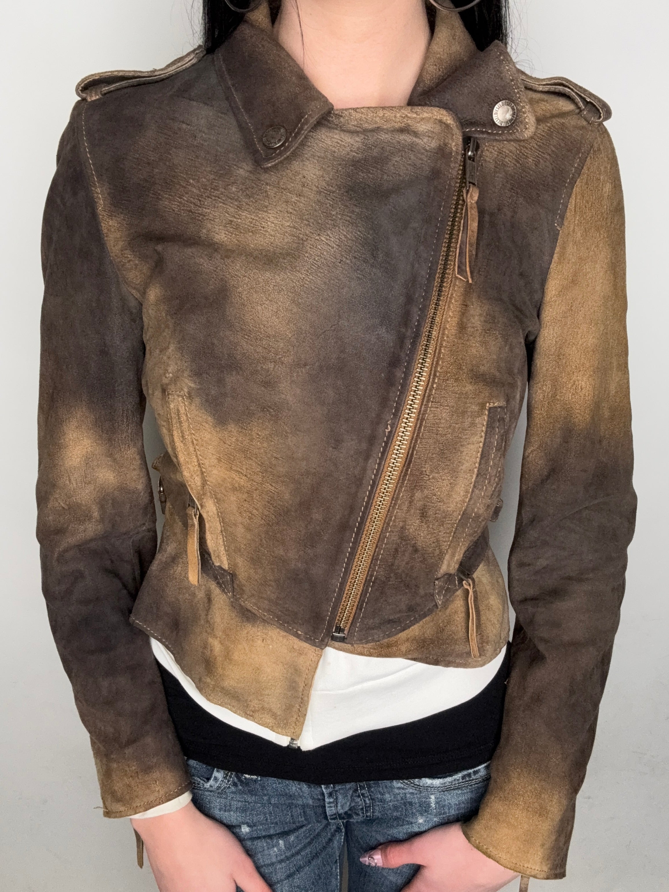 Vintage Diesel Brownish Lamb Leather Jacket S
