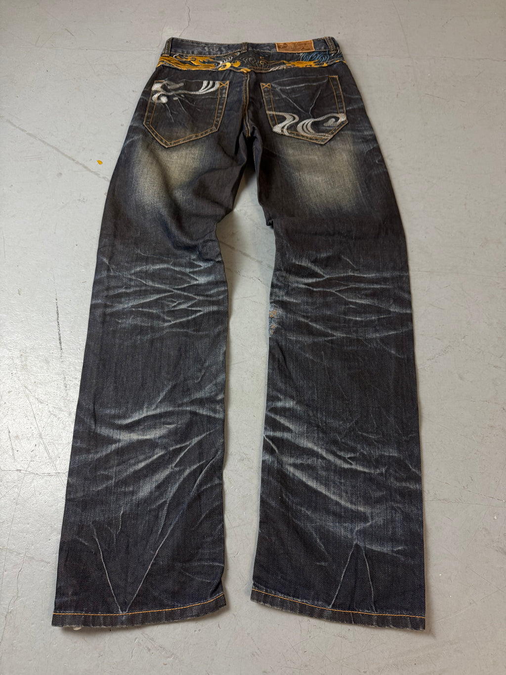 Vintage Big Train High Waist Jeans mit Stitching für Frauen 