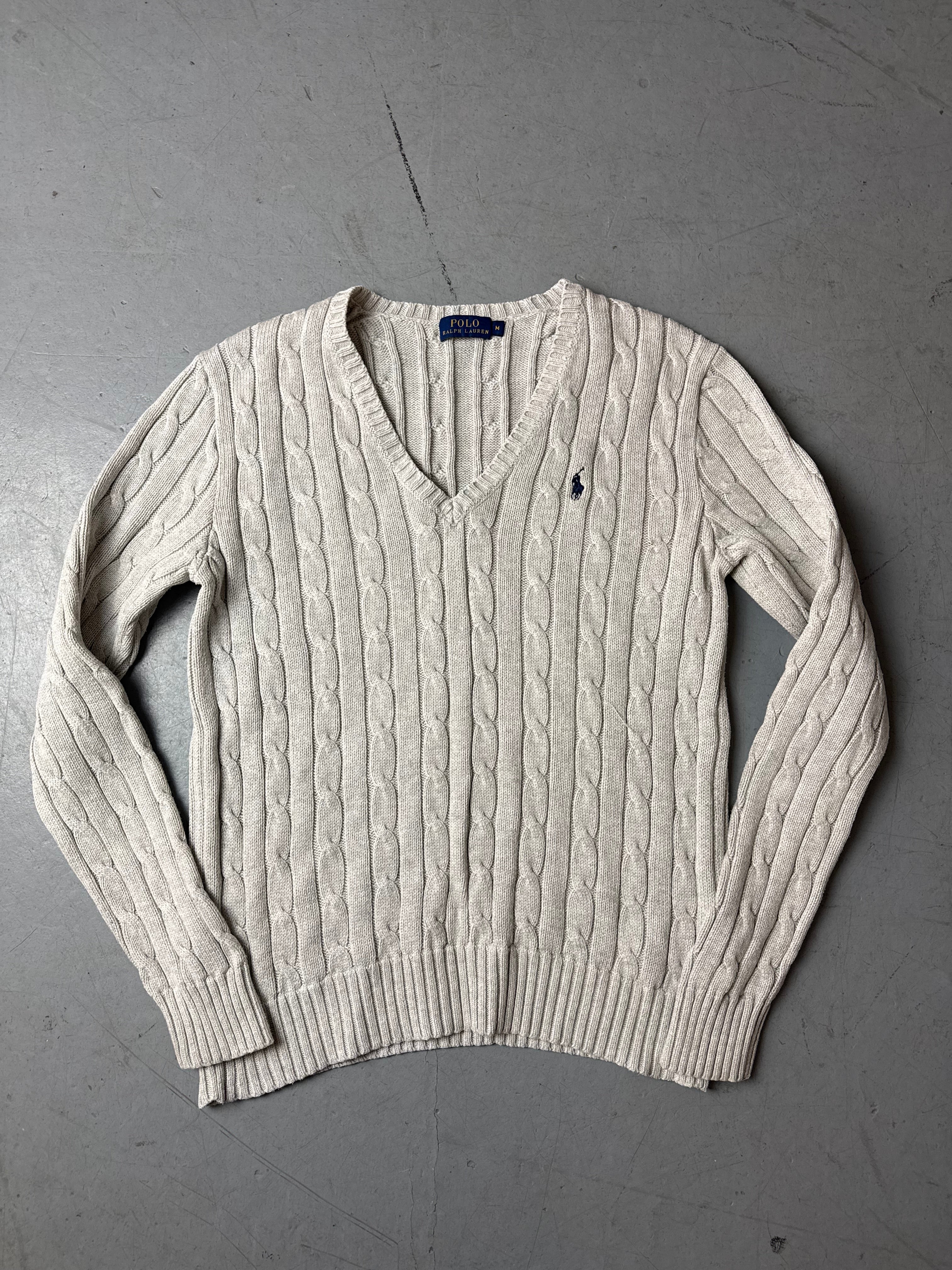 Grey knit sweater Strickpullover cable knit Ralph Lauren vintage Y2K 
