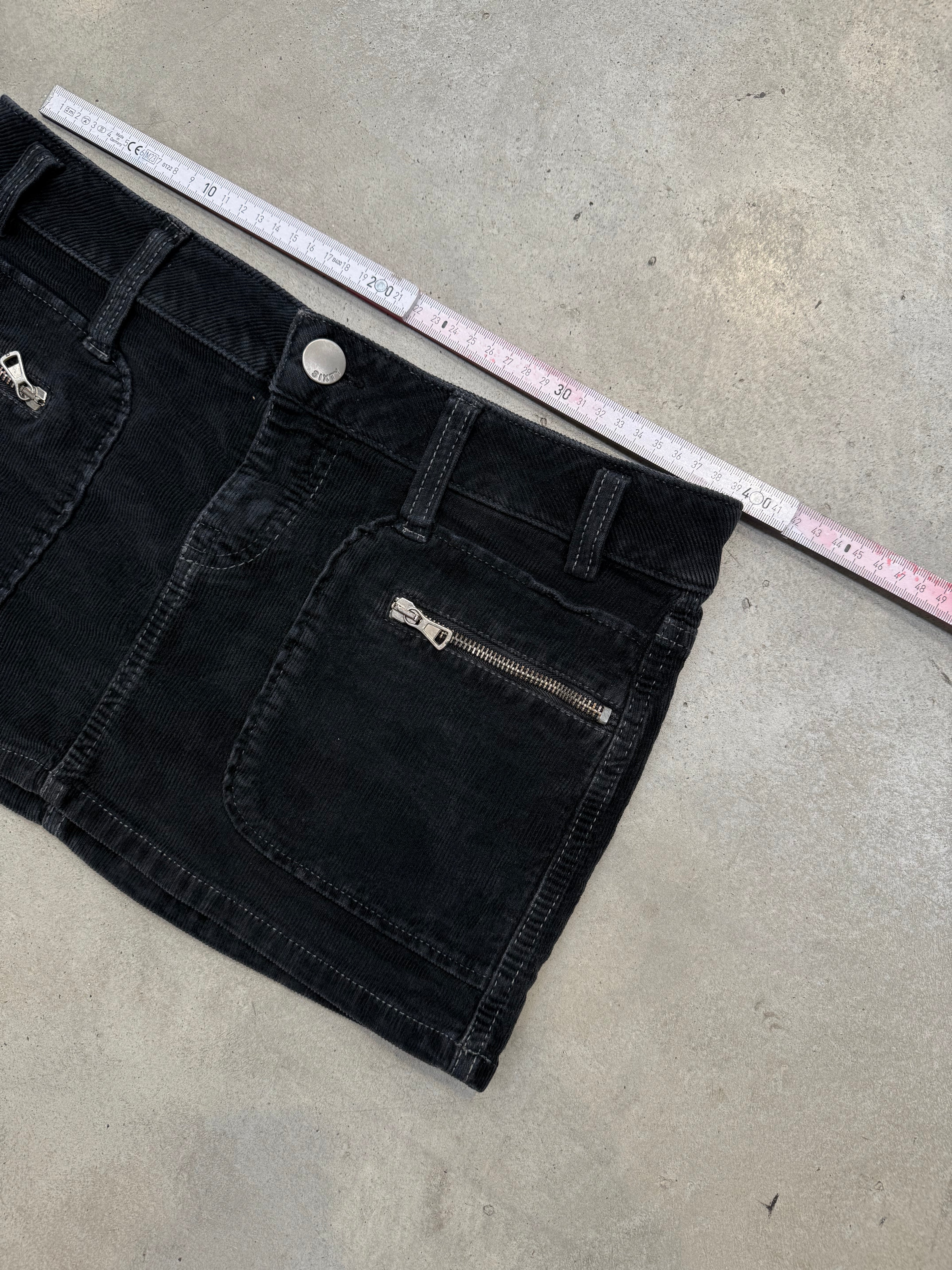 Vintage Miss Sixty Black Cord Mini Skirt M