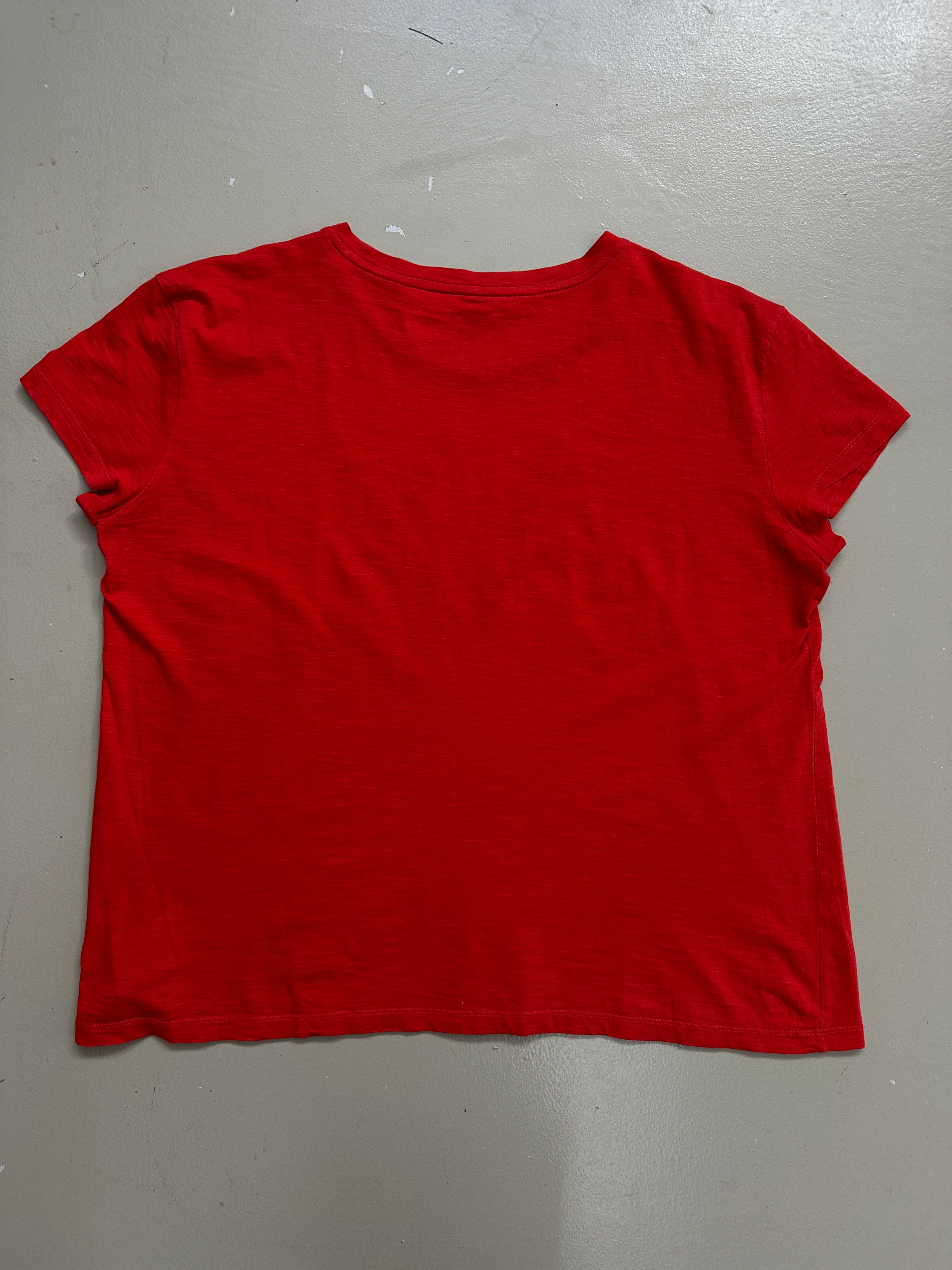 Vintage Armani Exchange Red T-Shirt with Gold Studs L