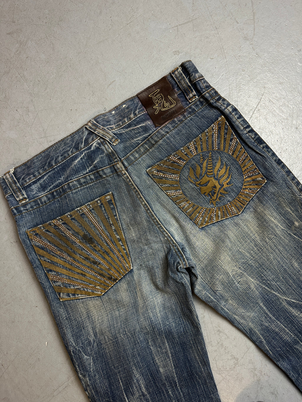 Detailbild von Vintage Oniarai Japanese Denim von hinten