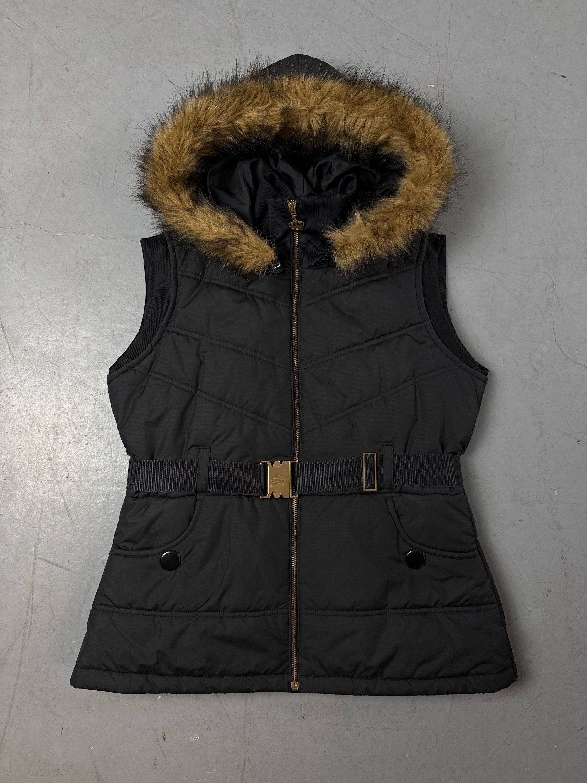 Produktbild von Vintage Black Fur Puffer Vest S/M von vorne