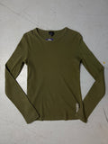 Vintage Calvin Klein Green Ribbed Longsleeve for girls. Y2K Second Hand 2000s Fashion 