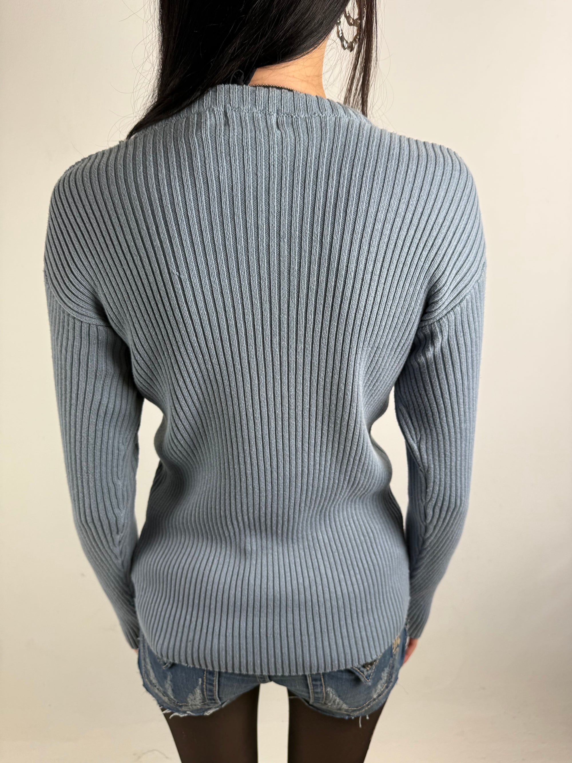 Vintage Explorer Blue Printed Knit Sweater S/M