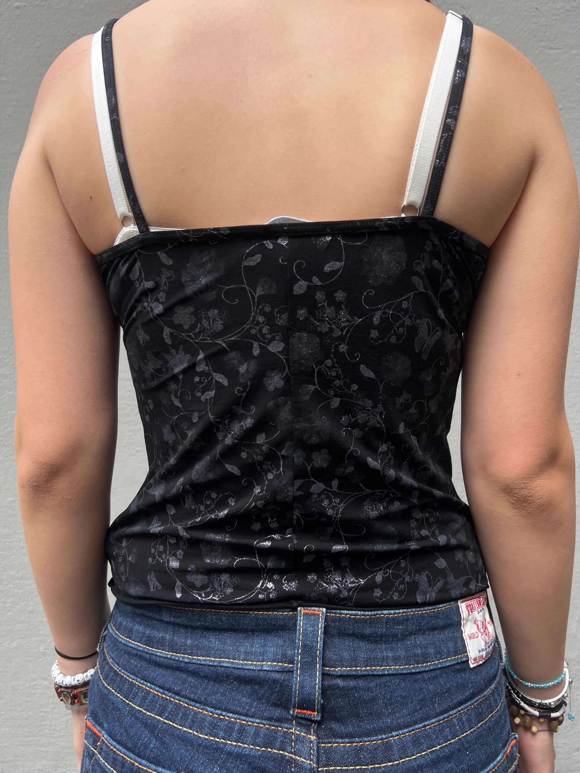 Vintage Black & Pink Glitter Top S/M