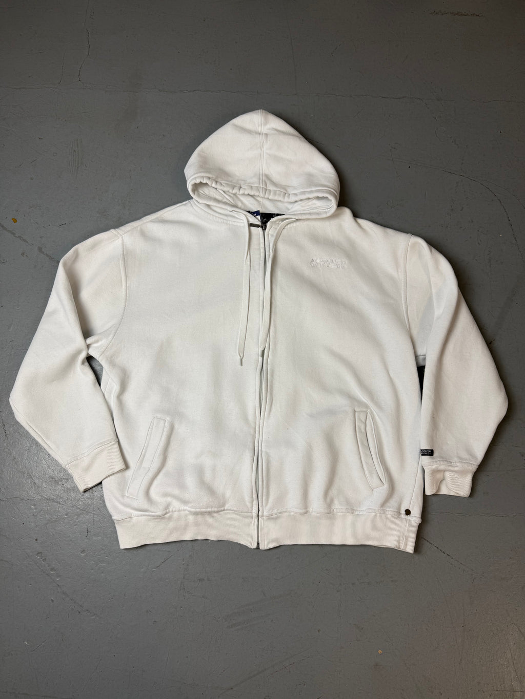 Produktbild von Vintage South Pole White Zip Up Hoodie XL von vorne 