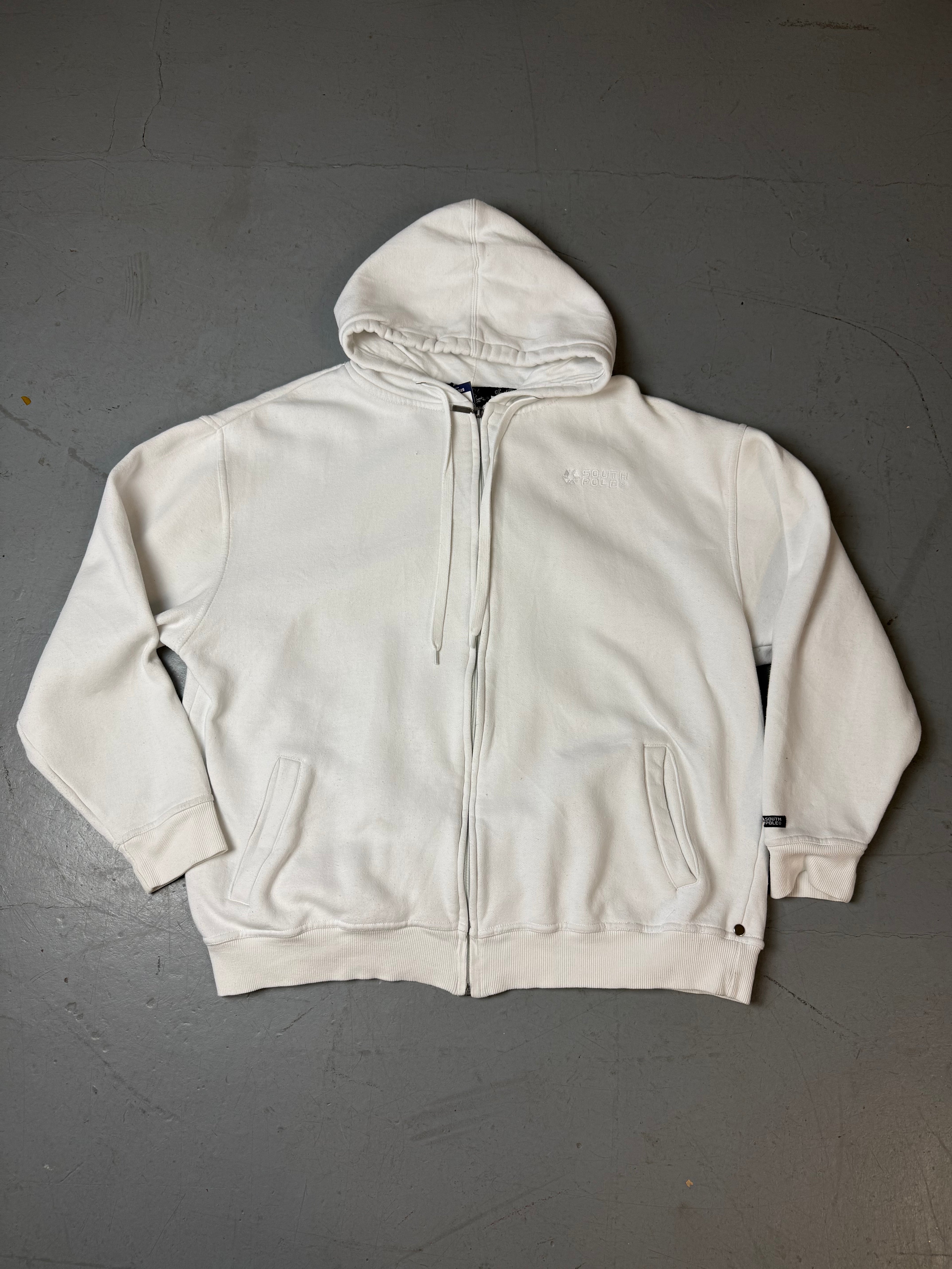 Produktbild von Vintage South Pole White Zip Up Hoodie XL von vorne 