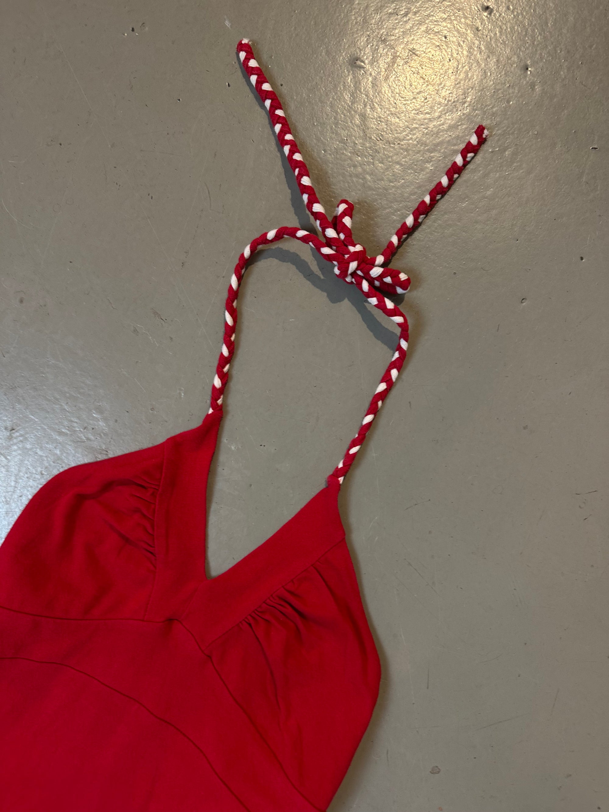 Vintage Red Neckholder Midi Dress S