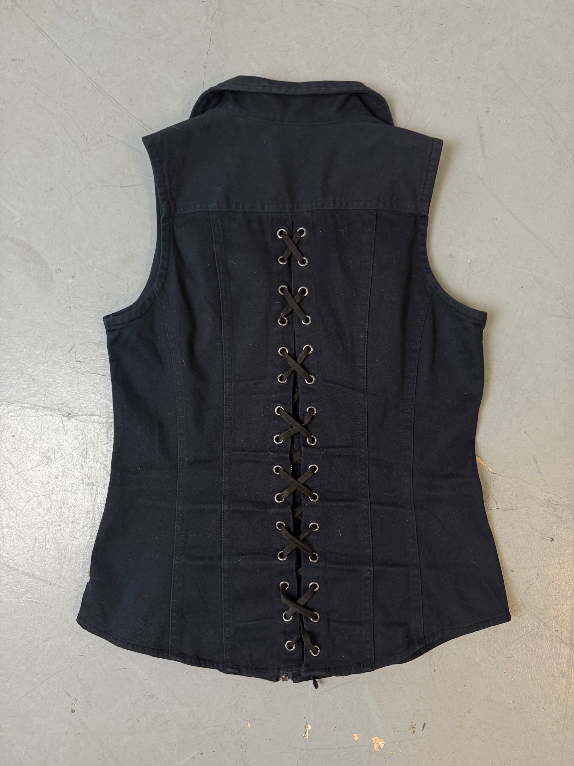 Vintage Harley Davidson Black Biker Vest S