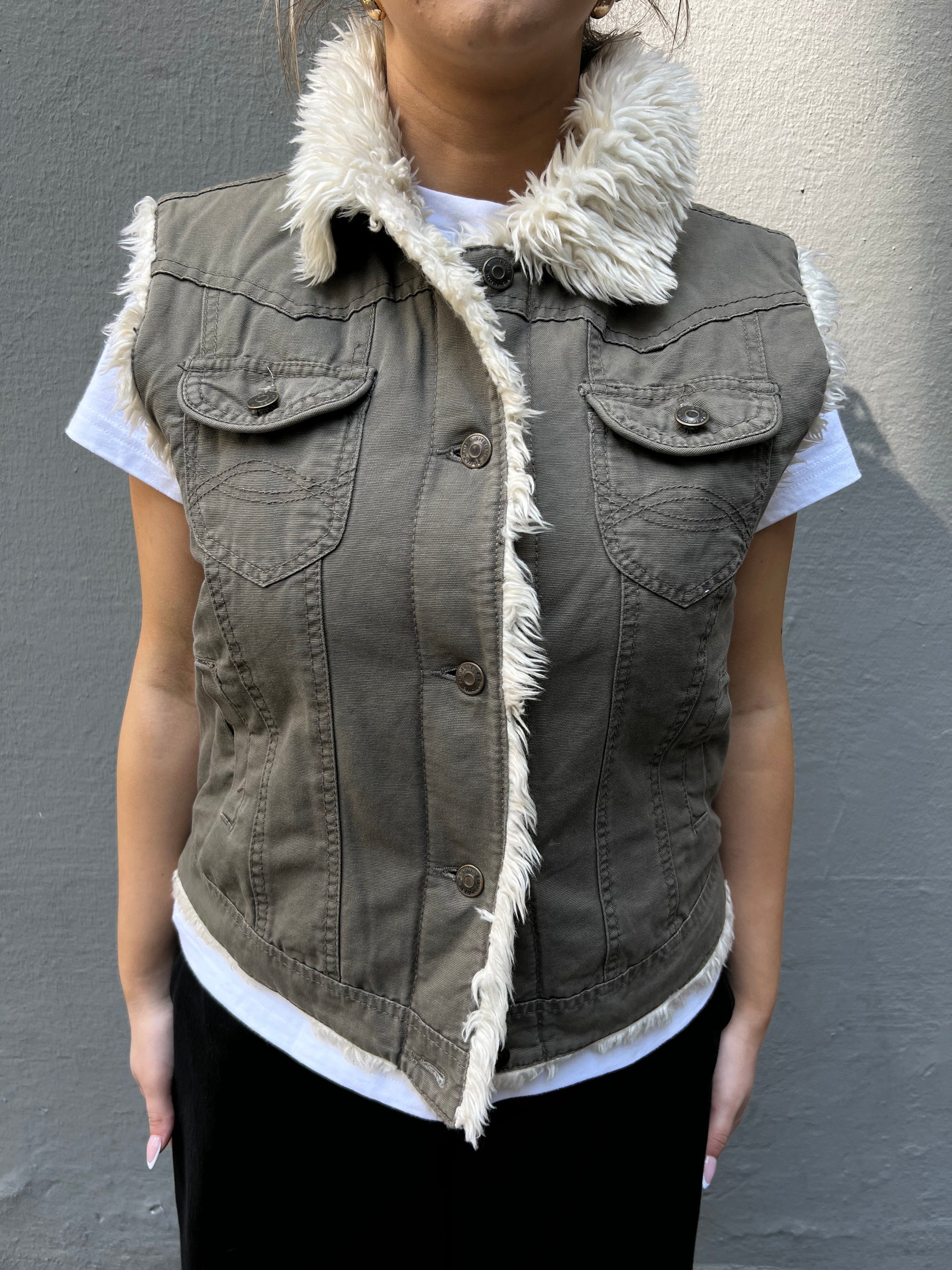 Vintage Fur Green Vest M/L