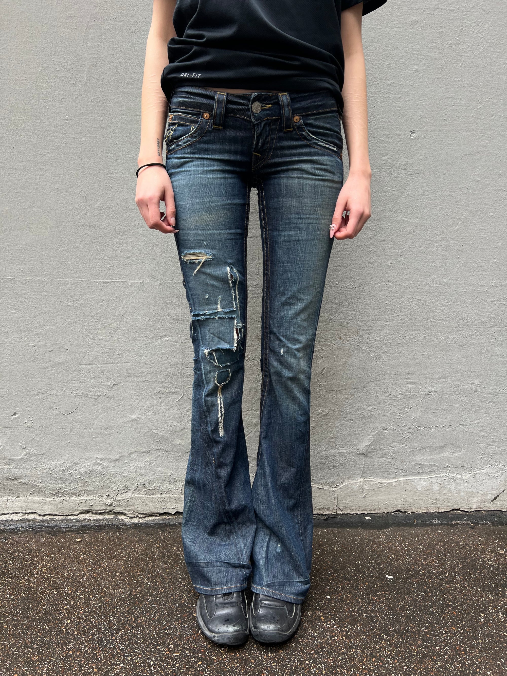 Vintage Ripped Flared True Religion Denim XS