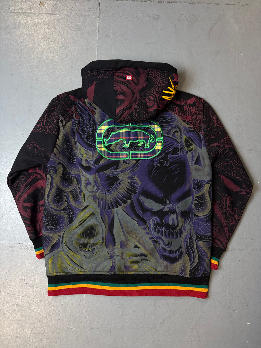 Vintage Ecko Unltd. Grafischer Zip Up Hoodie für Herren. Y2K Second Hand 2000s Fashion 