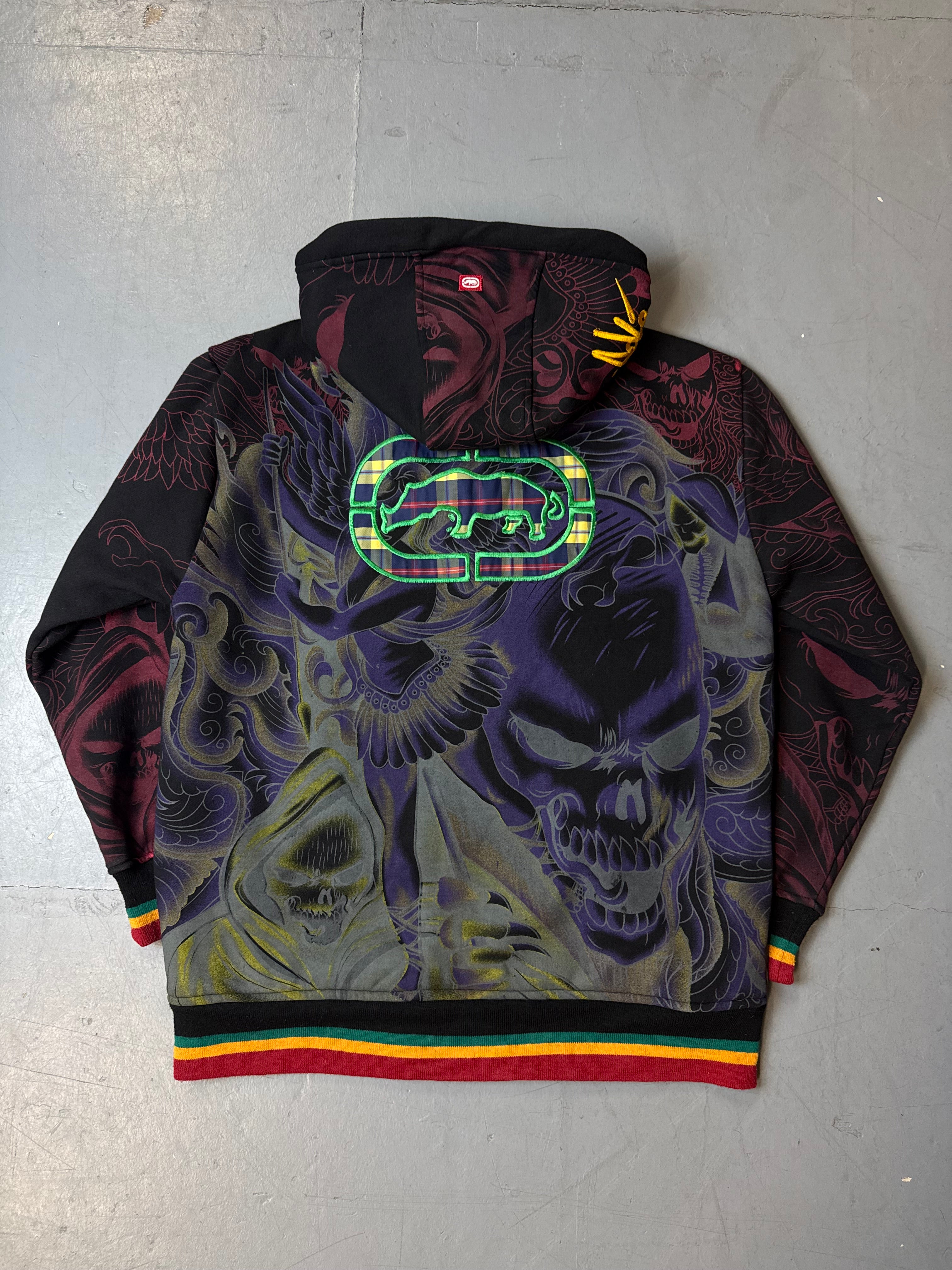 Vintage Ecko Unltd. Grafischer Zip Up Hoodie für Herren. Y2K Second Hand 2000s Fashion 