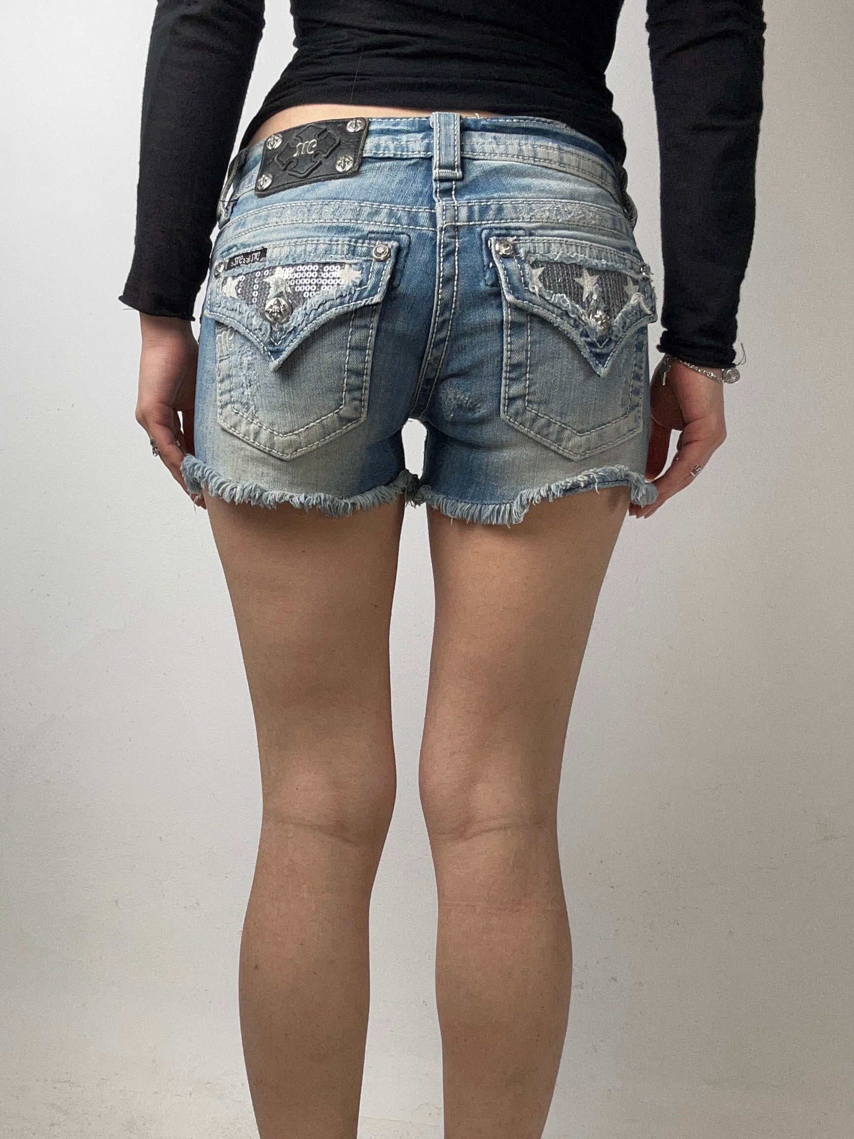 Vintage Miss Me USA Flag Denim Shorts XS