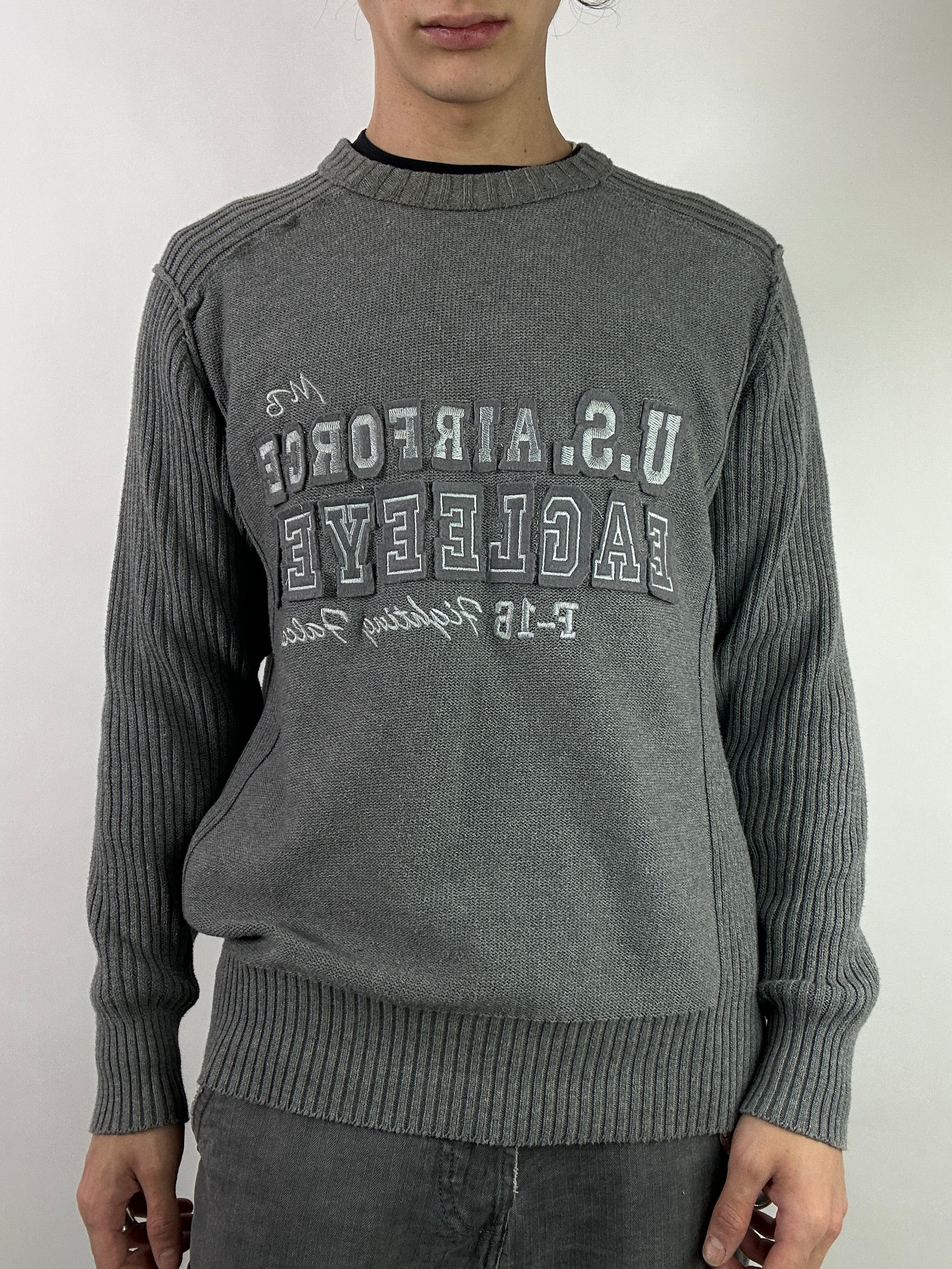 Vintage Multiblu Grey Knit Sweater L