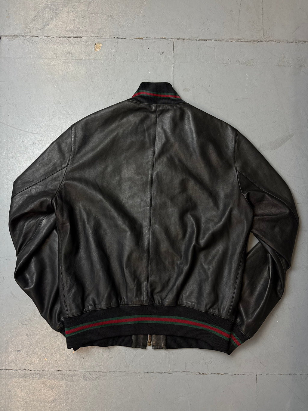 Vintage Gucci Black Leather Bomber Jacket M