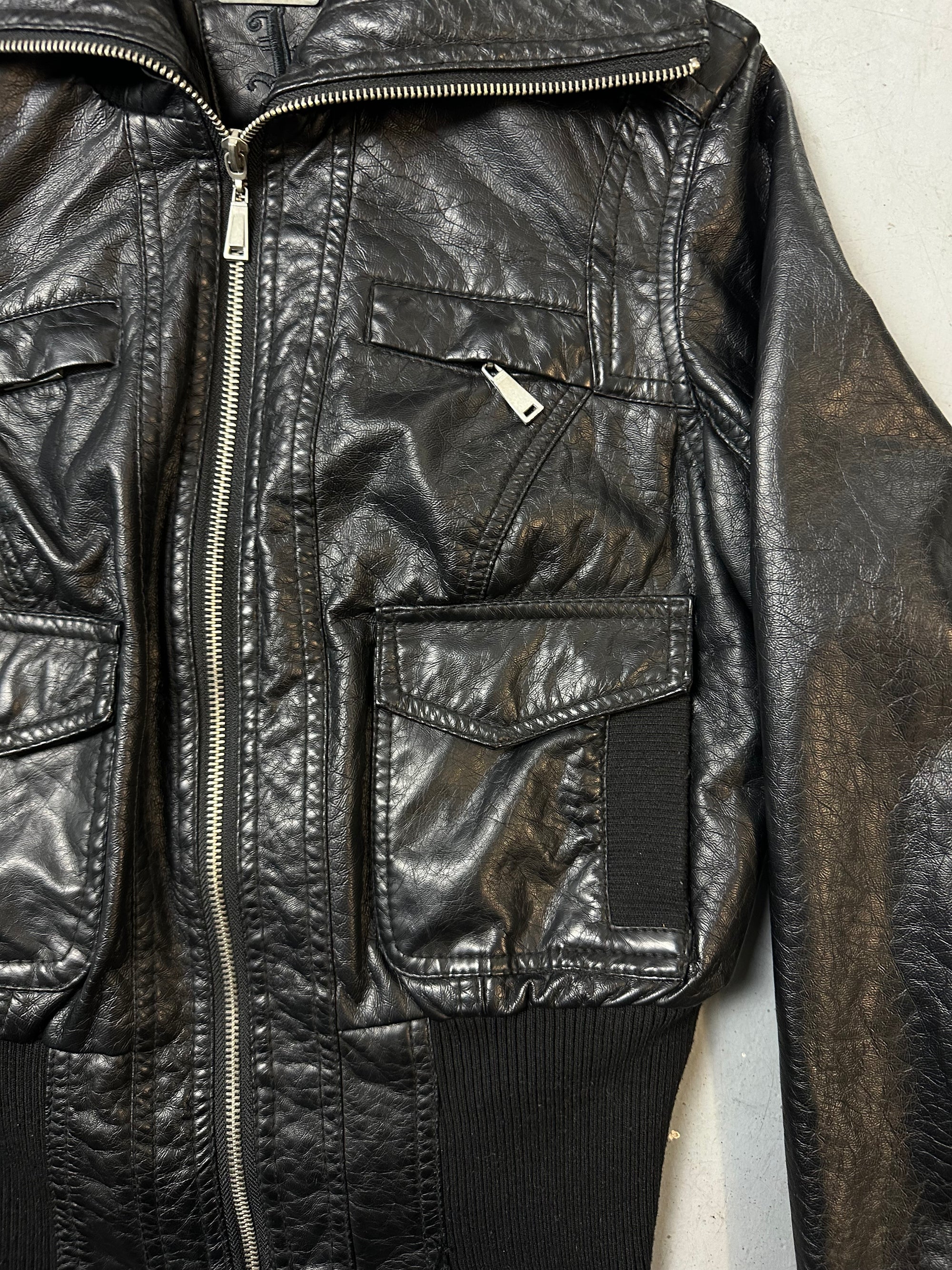 Vintage Faux Leather Cropped Jacket S