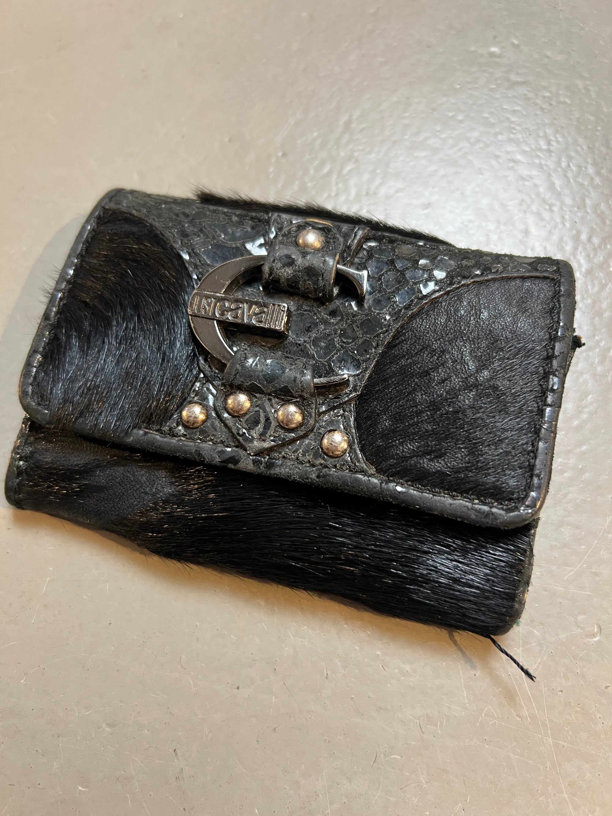 Vintage Black Fur Just Cavalli Wallet