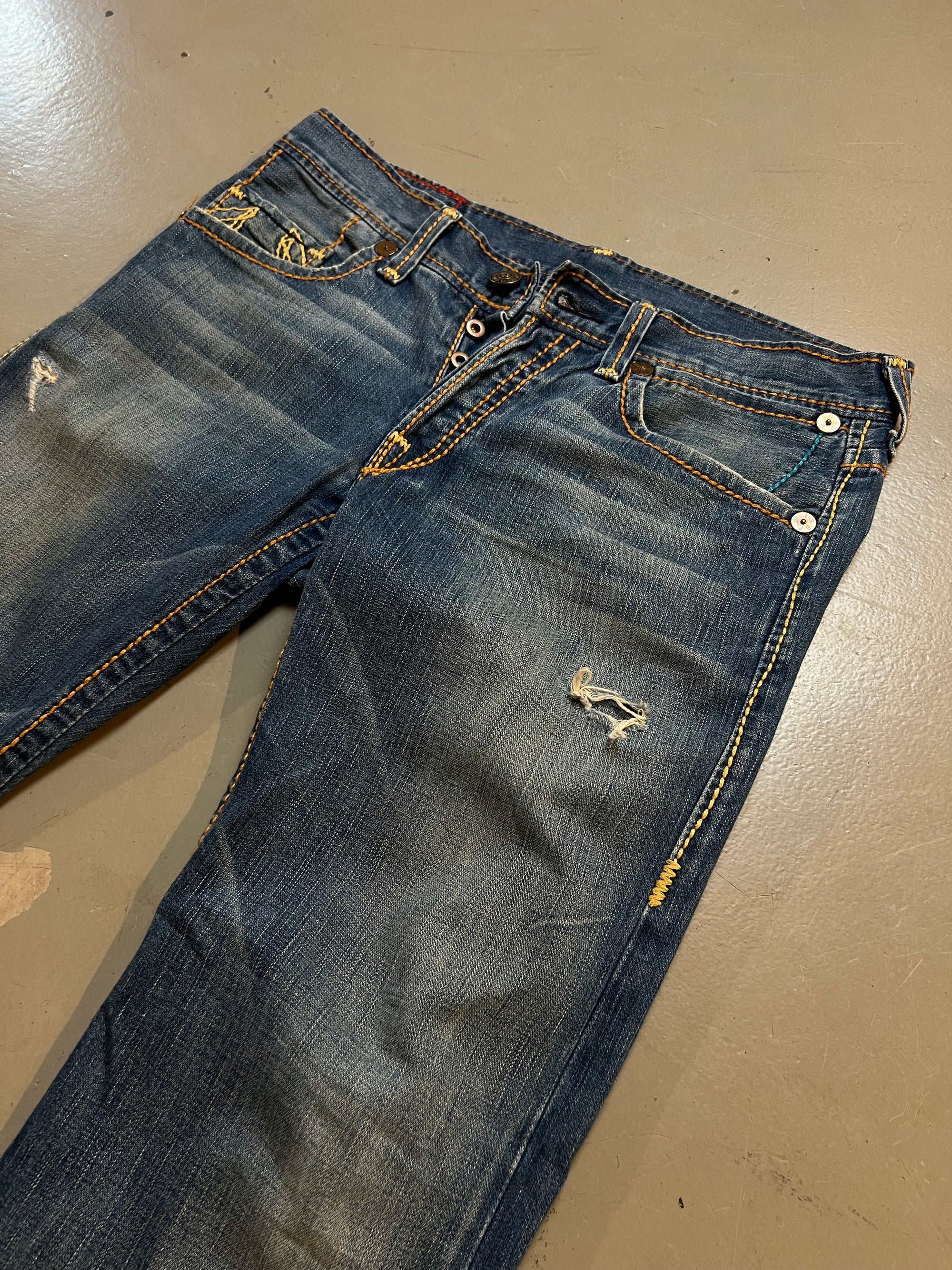Vintage Dark Blue True Religion with Orange Stitching XL